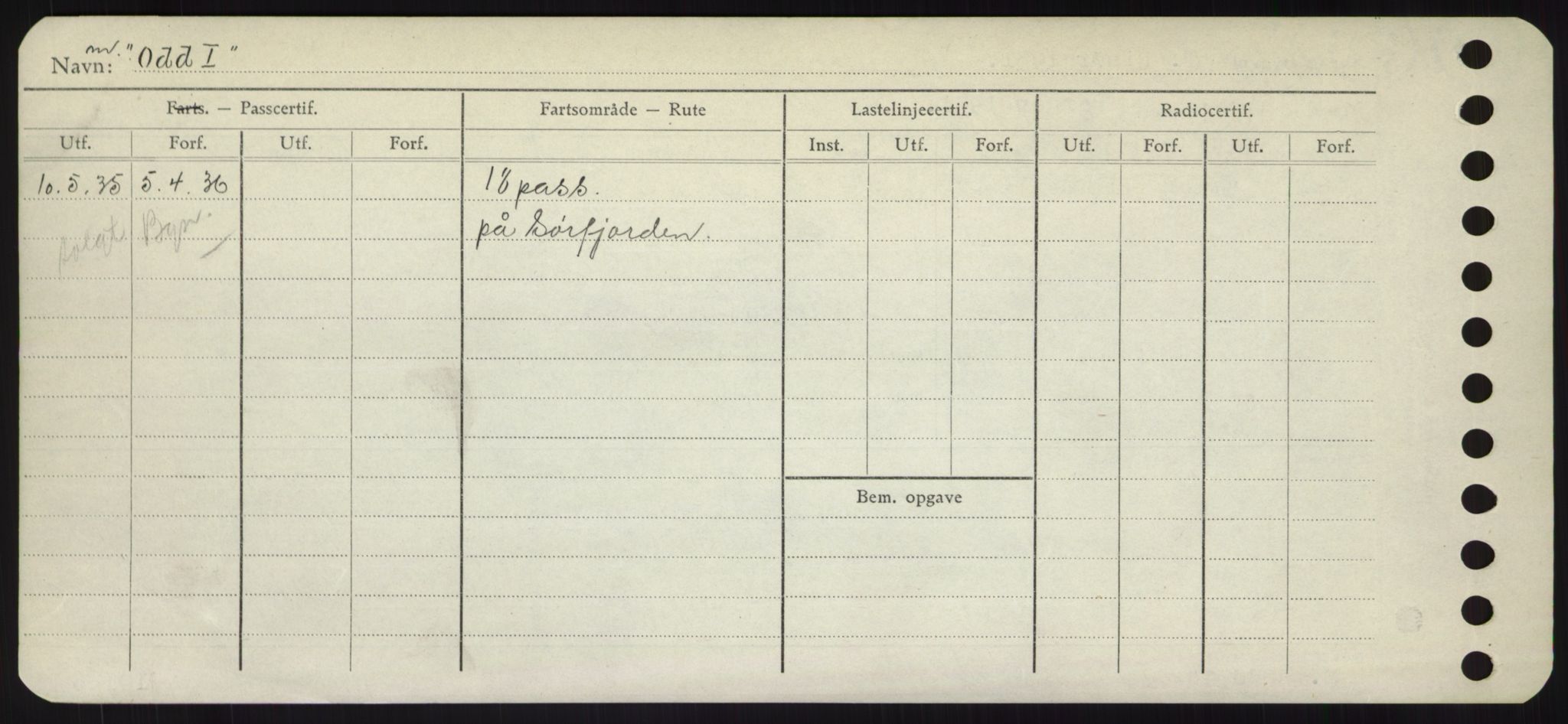 Sjøfartsdirektoratet med forløpere, Skipsmålingen, RA/S-1627/H/Hd/L0028: Fartøy, O, p. 96