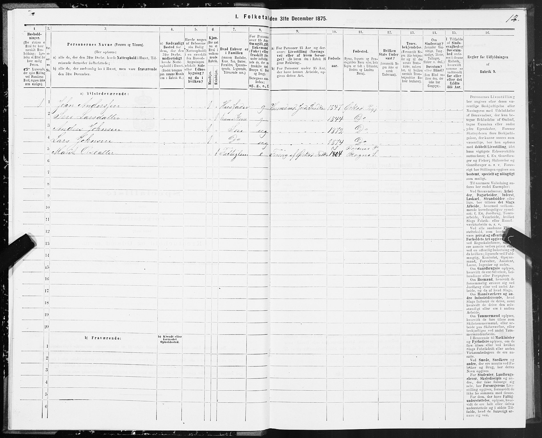 SAT, 1875 census for 1638P Orkdal, 1875, p. 3012