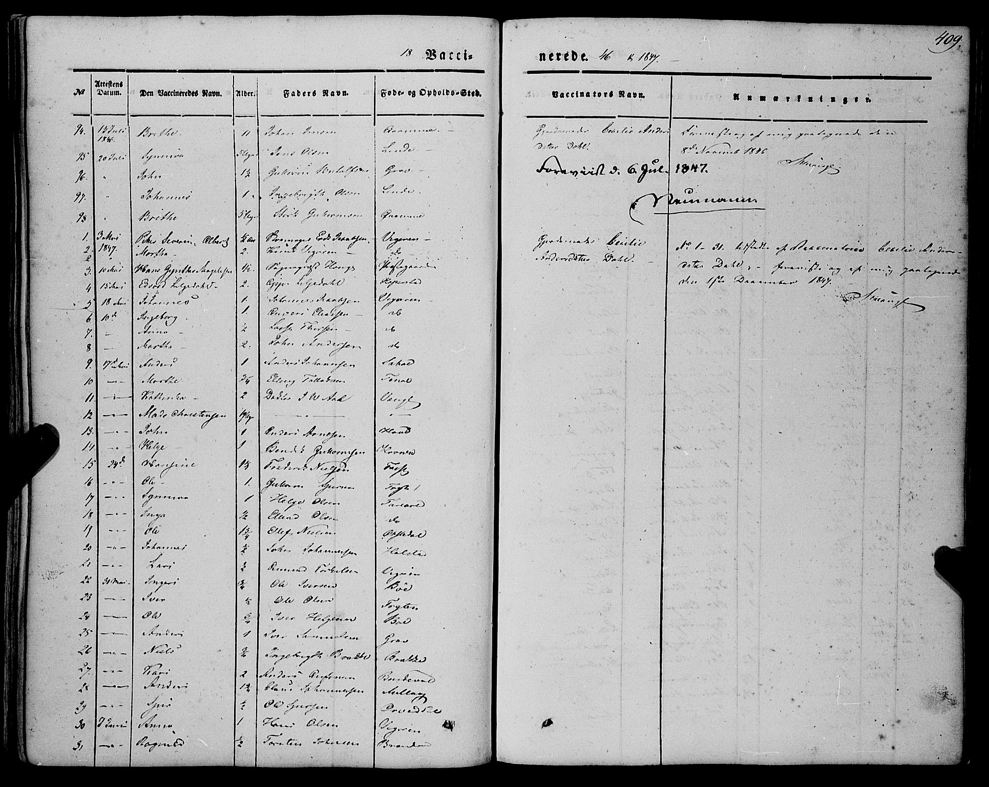 Vik sokneprestembete, AV/SAB-A-81501/H/Haa/Haaa/L0008: Parish register (official) no. A 8, 1846-1865, p. 409