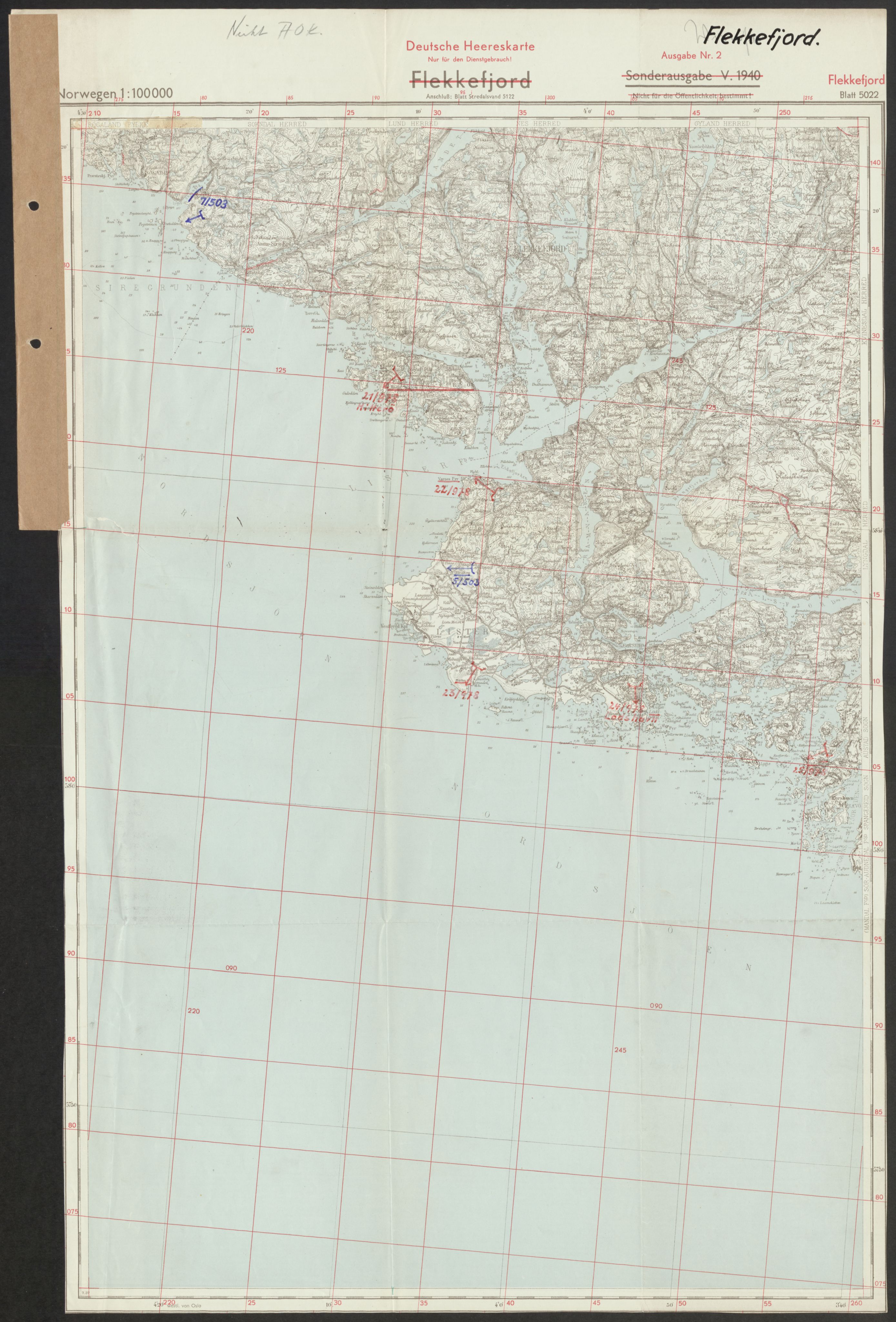 Forsvaret, Generalinspektør og sjefen for Kystartilleriet, AV/RA-RAFA-2045/F/Fa/L0016: Tyske oversiktskarter over festningsanlegg, 1940-1945, p. 259