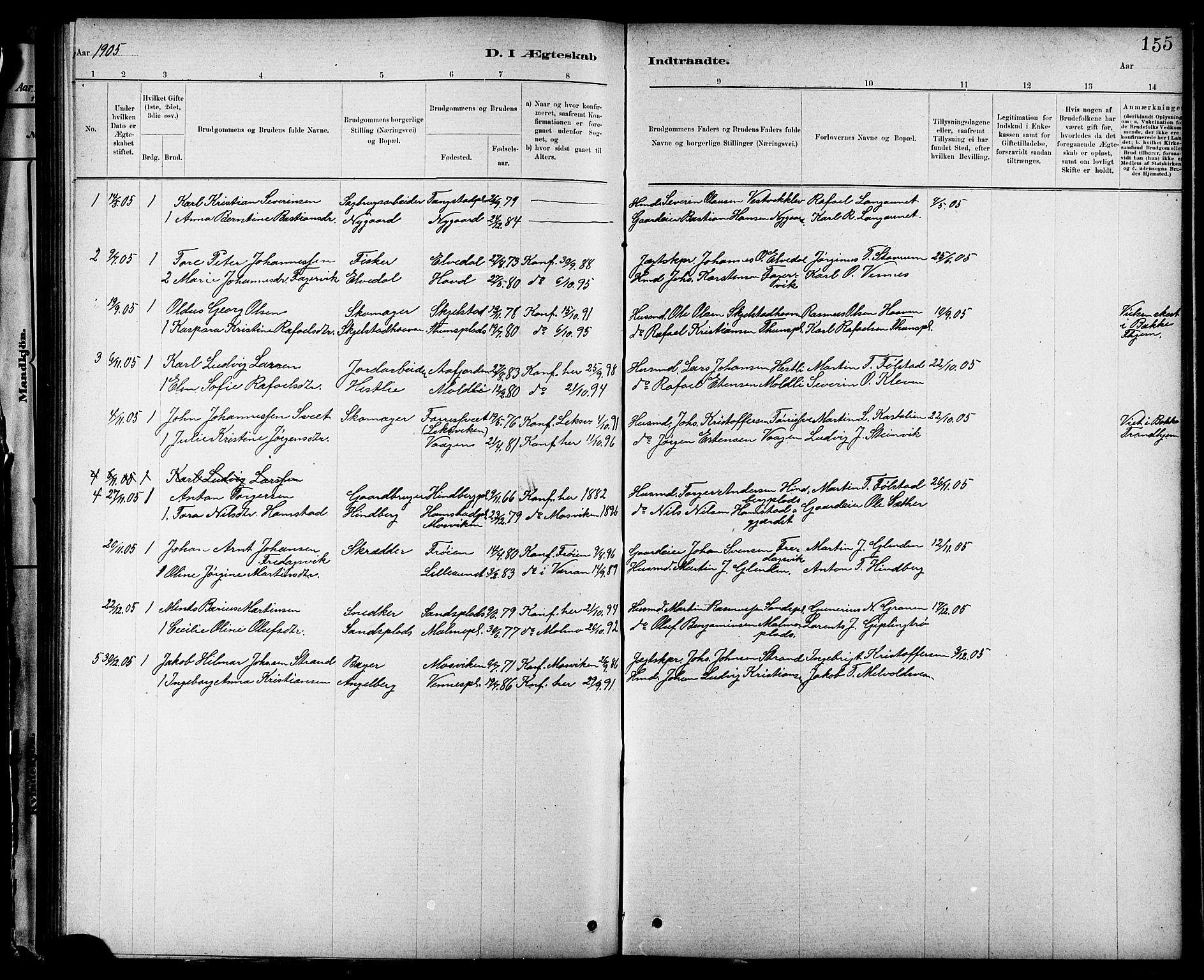 Ministerialprotokoller, klokkerbøker og fødselsregistre - Nord-Trøndelag, AV/SAT-A-1458/744/L0423: Parish register (copy) no. 744C02, 1886-1905, p. 155
