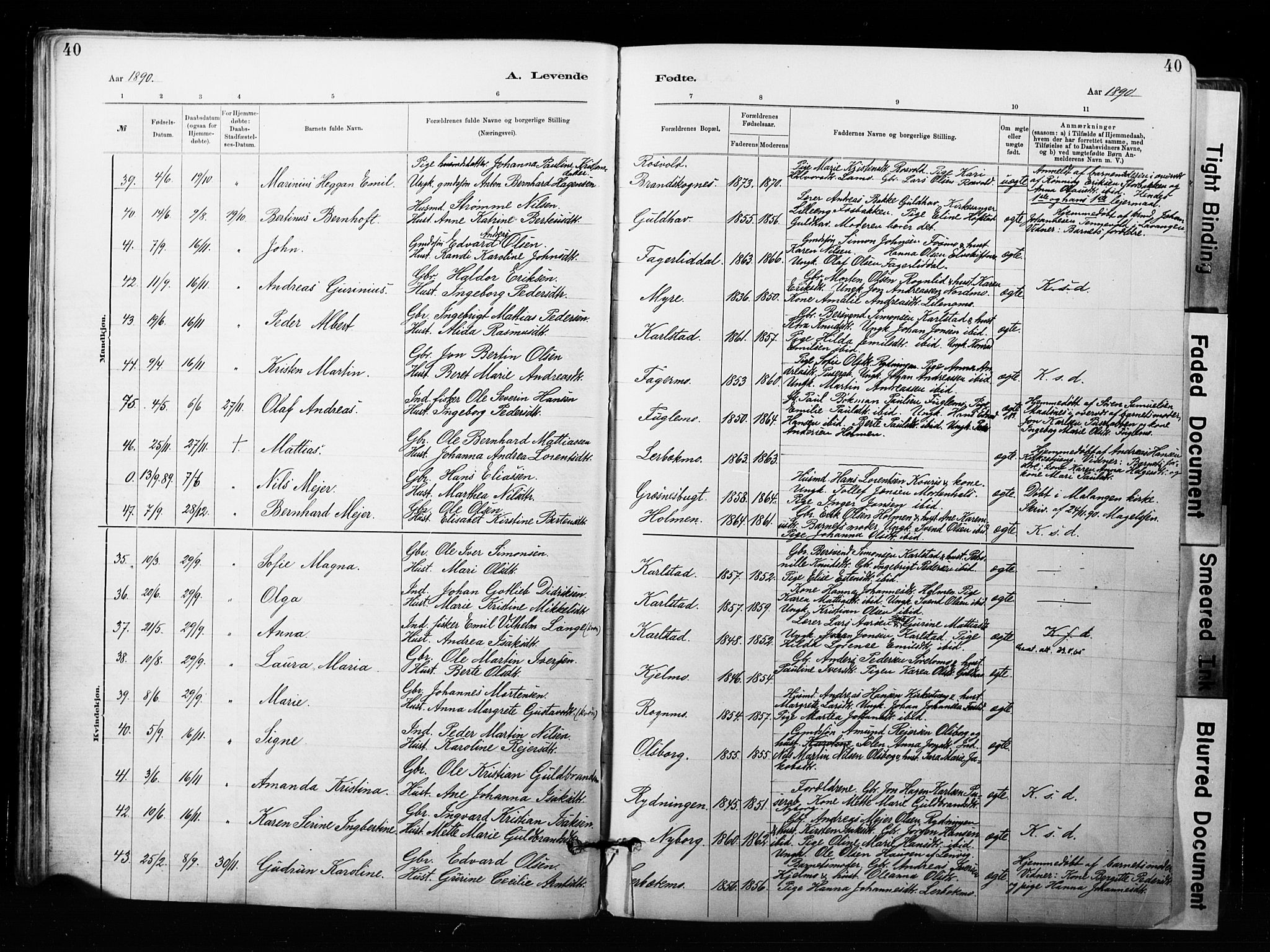 Målselv sokneprestembete, SATØ/S-1311/G/Ga/Gaa/L0007kirke: Parish register (official) no. 7, 1884-1903, p. 40