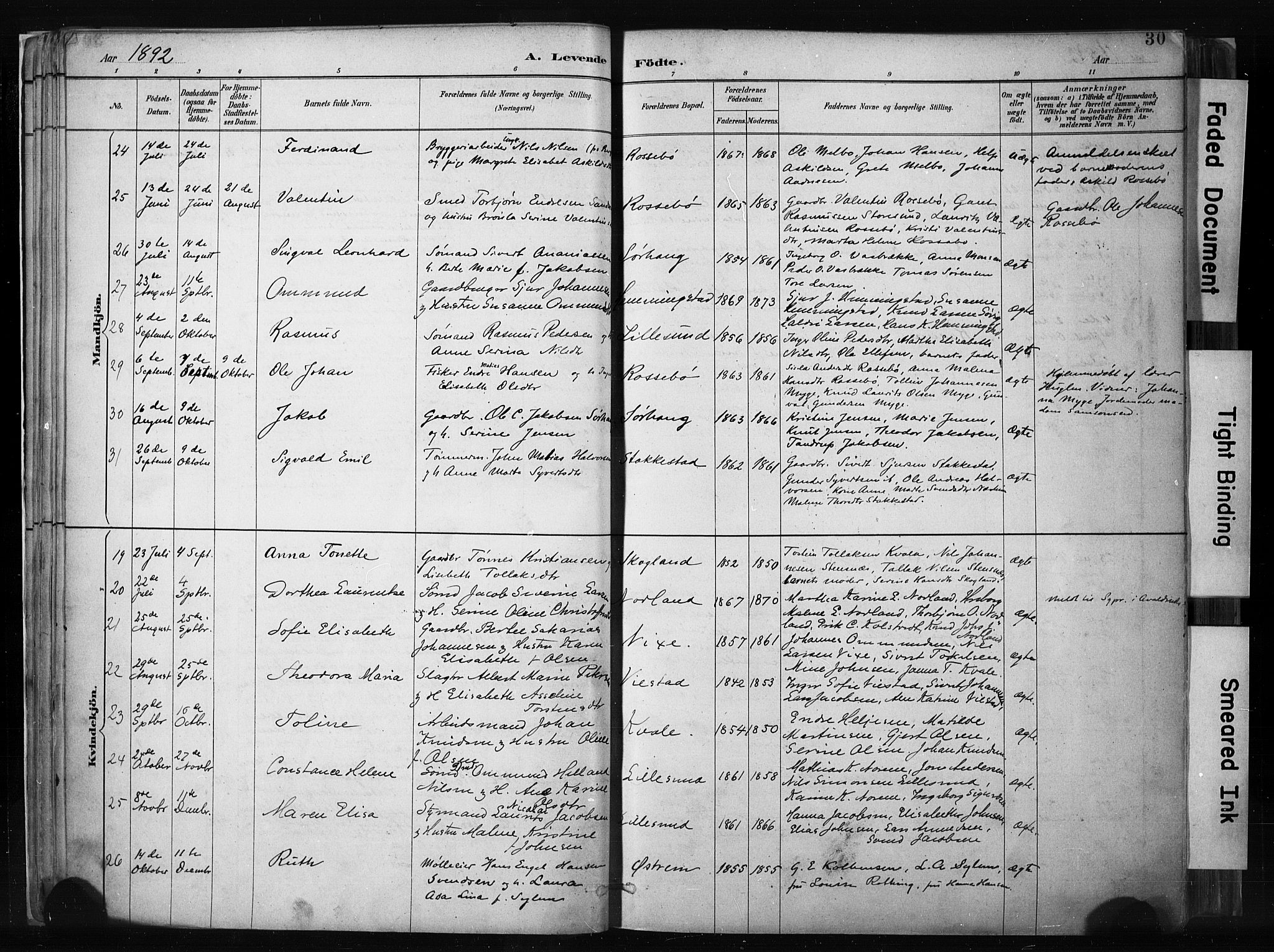 Haugesund sokneprestkontor, AV/SAST-A -101863/H/Ha/Haa/L0004: Parish register (official) no. A 4, 1886-1908, p. 30