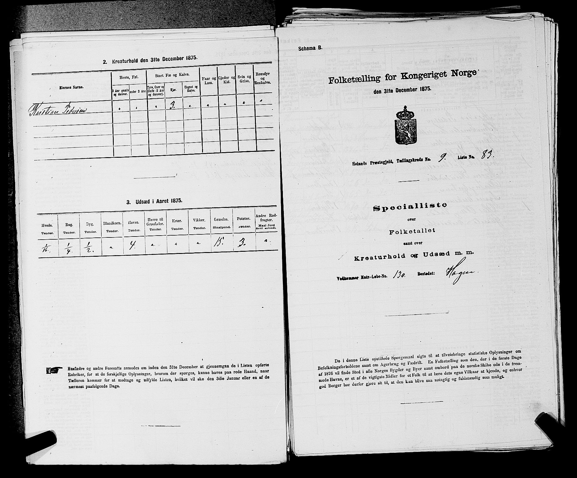 RA, 1875 census for 0221P Høland, 1875, p. 1656