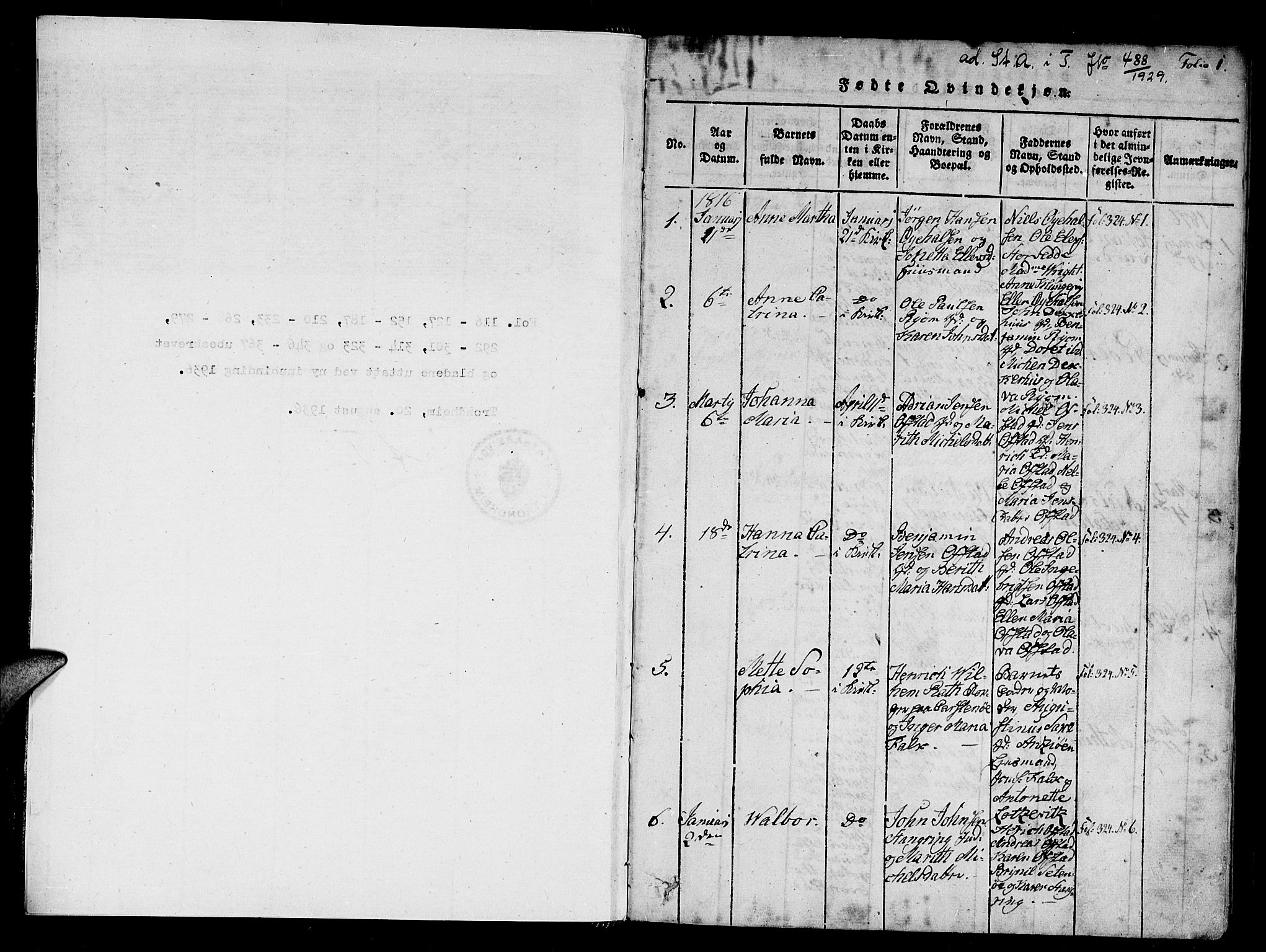 Ministerialprotokoller, klokkerbøker og fødselsregistre - Nord-Trøndelag, SAT/A-1458/784/L0667: Parish register (official) no. 784A03 /1, 1816-1829, p. 1