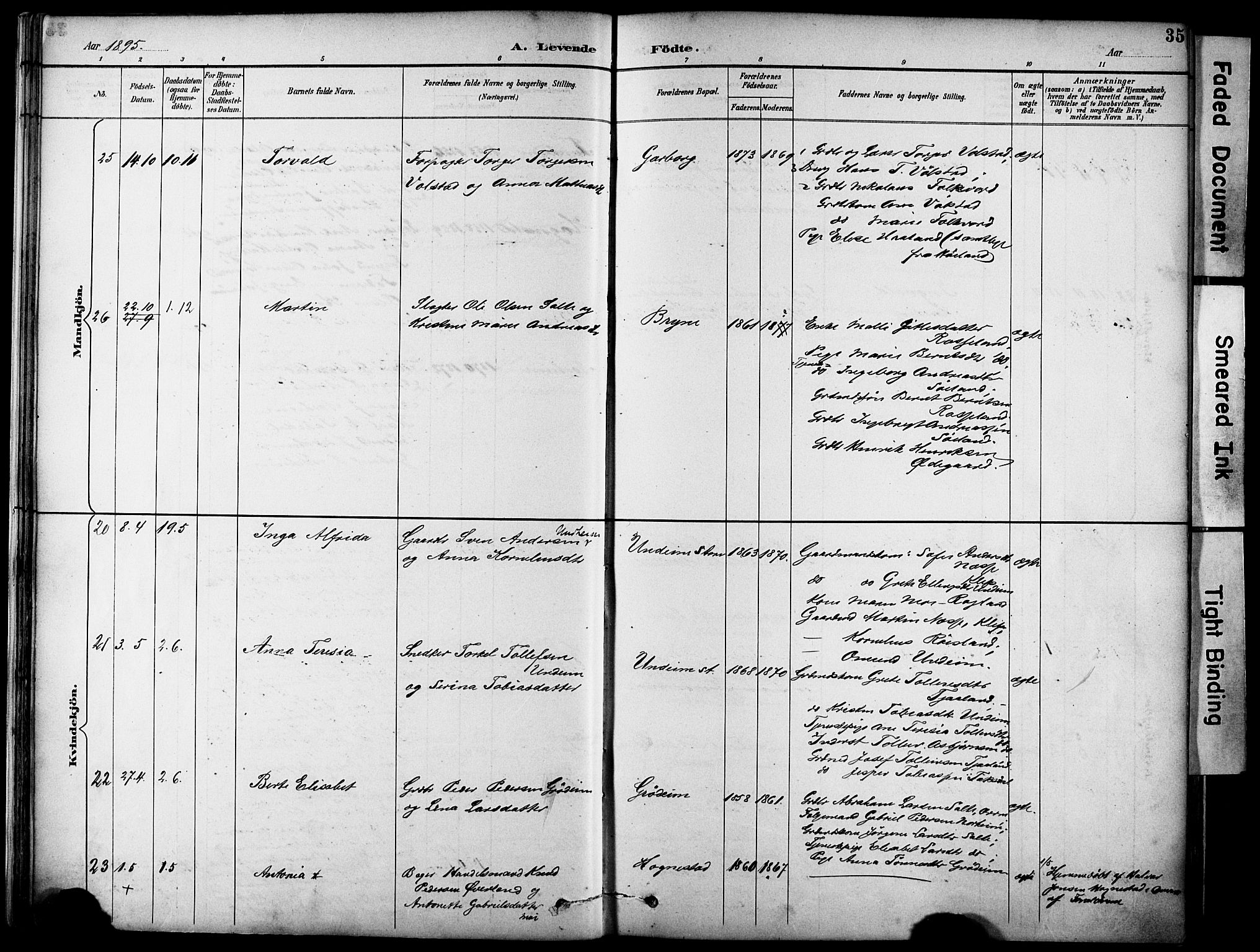 Lye sokneprestkontor, AV/SAST-A-101794/001/30BA/L0011: Parish register (official) no. A 9, 1893-1903, p. 35