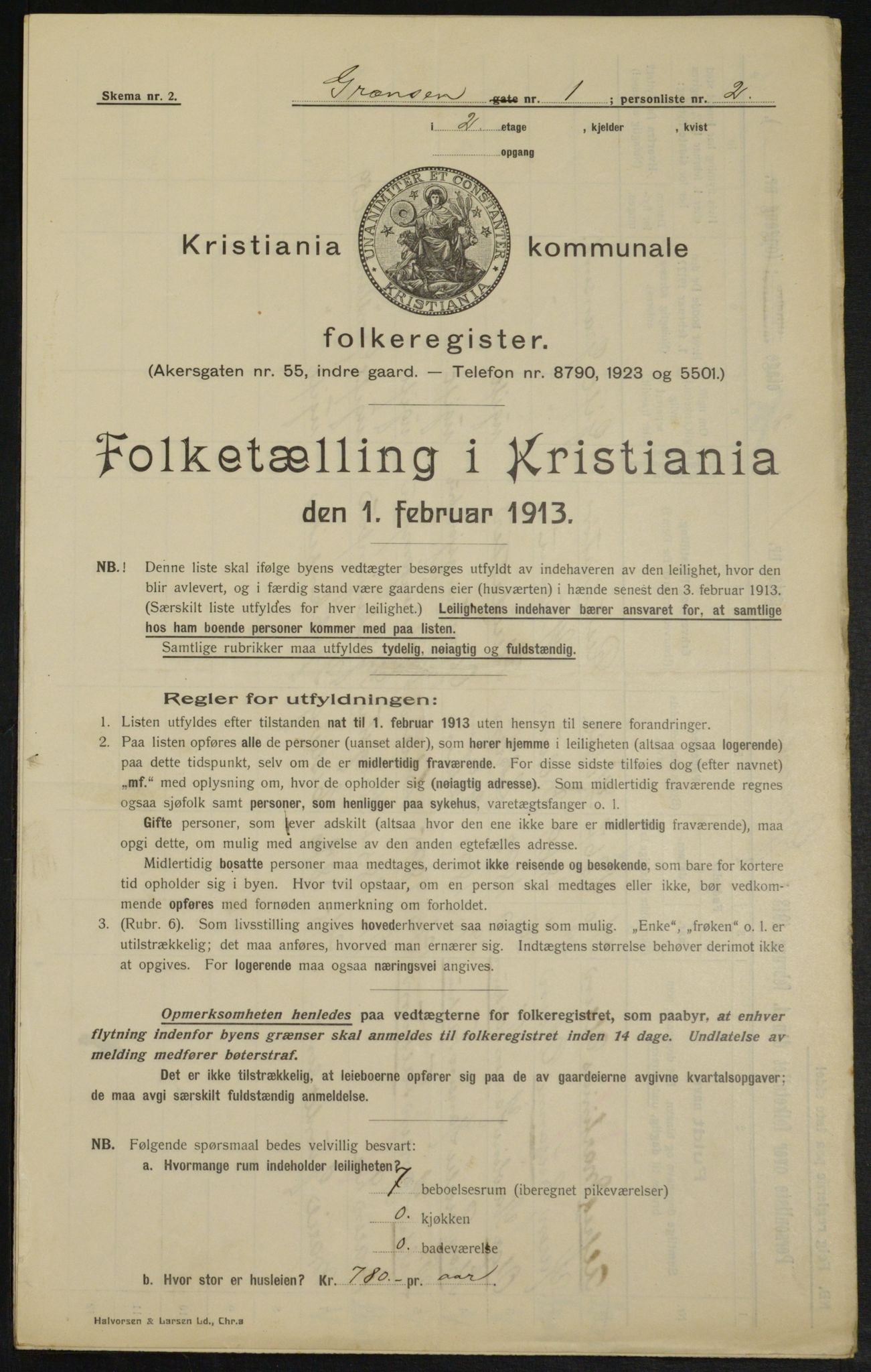 OBA, Municipal Census 1913 for Kristiania, 1913, p. 29778