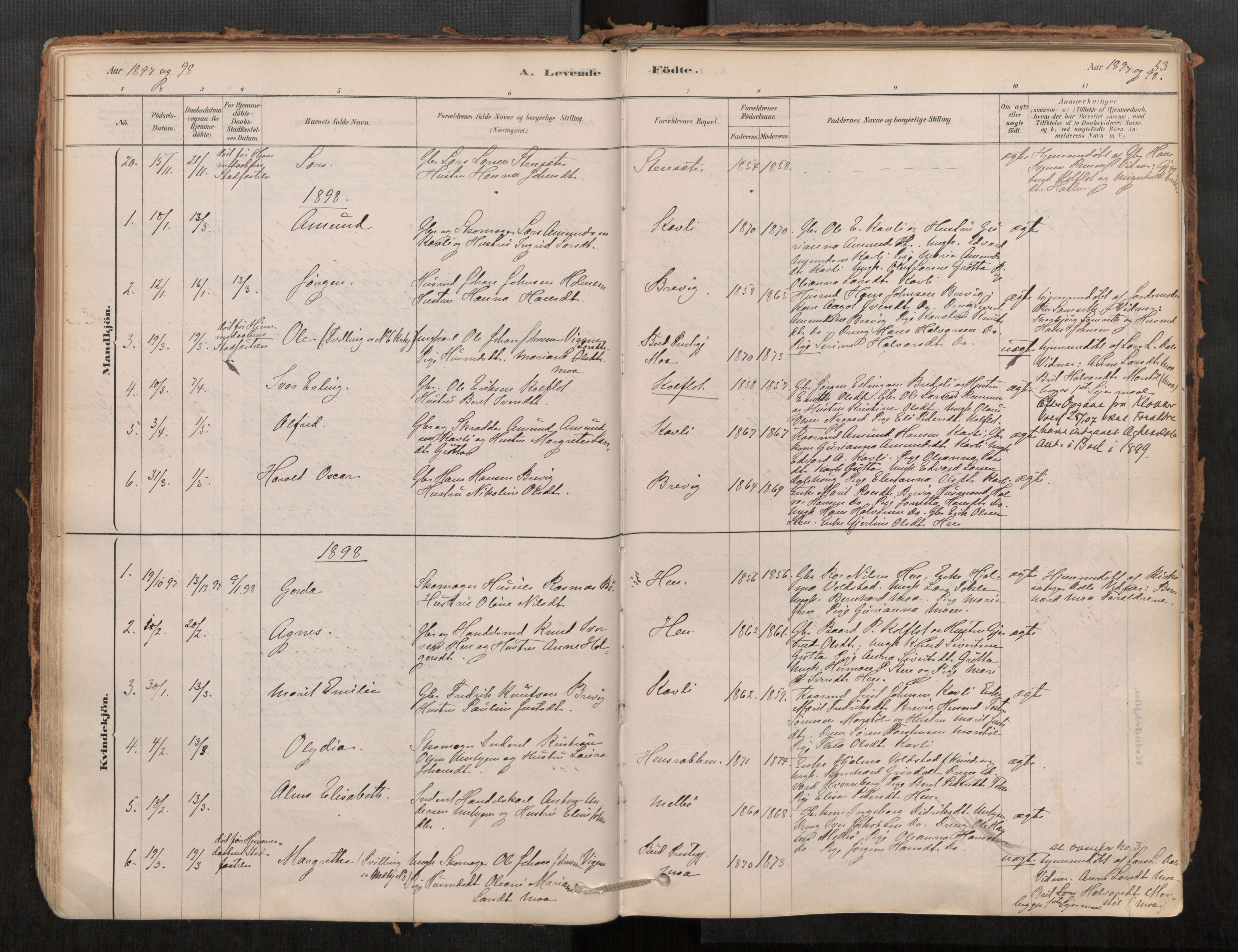 Ministerialprotokoller, klokkerbøker og fødselsregistre - Møre og Romsdal, SAT/A-1454/545/L0594: Parish register (official) no. 545A03, 1878-1920, p. 53