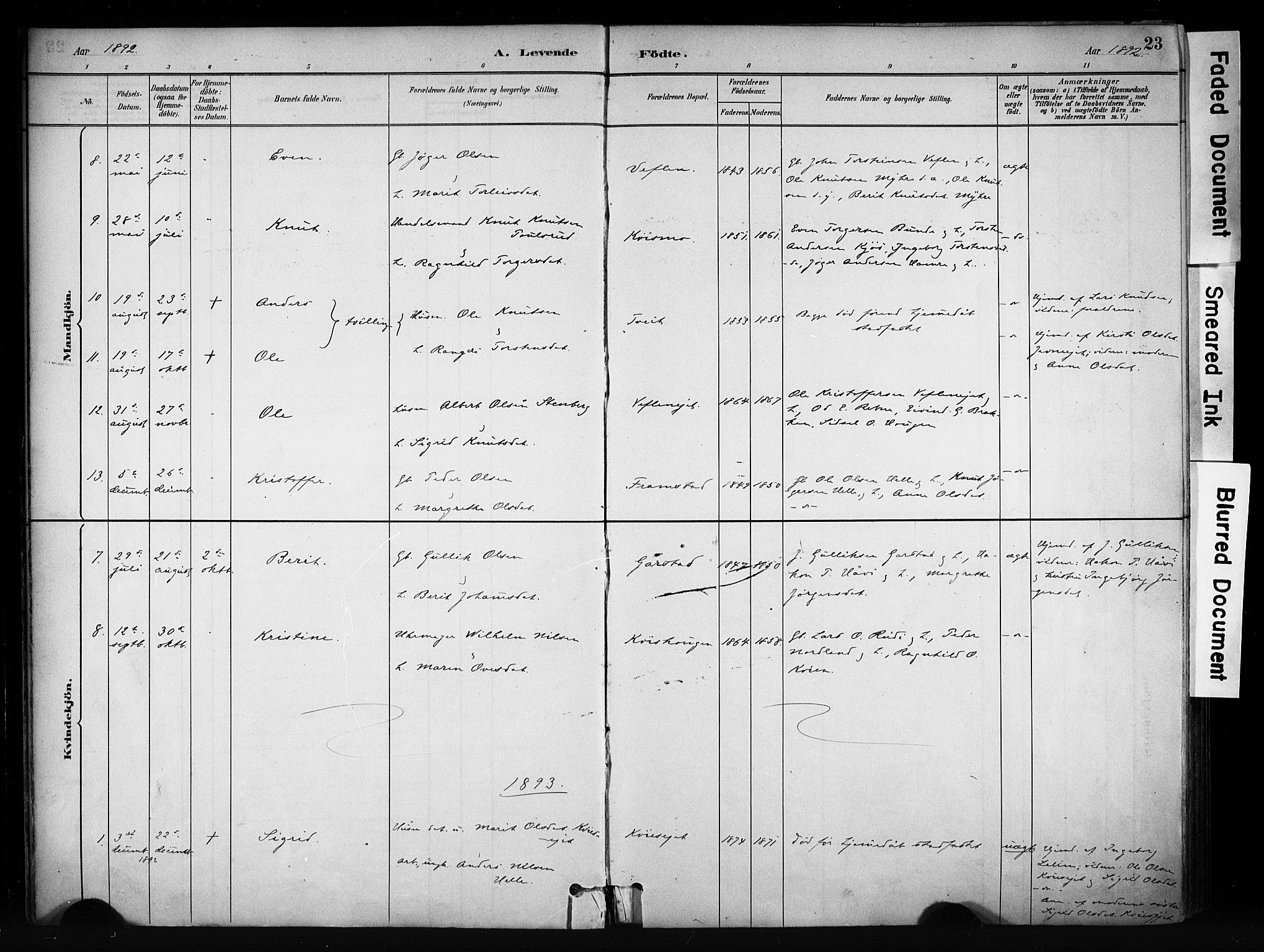 Vang prestekontor, Valdres, SAH/PREST-140/H/Ha/L0009: Parish register (official) no. 9, 1882-1914, p. 23
