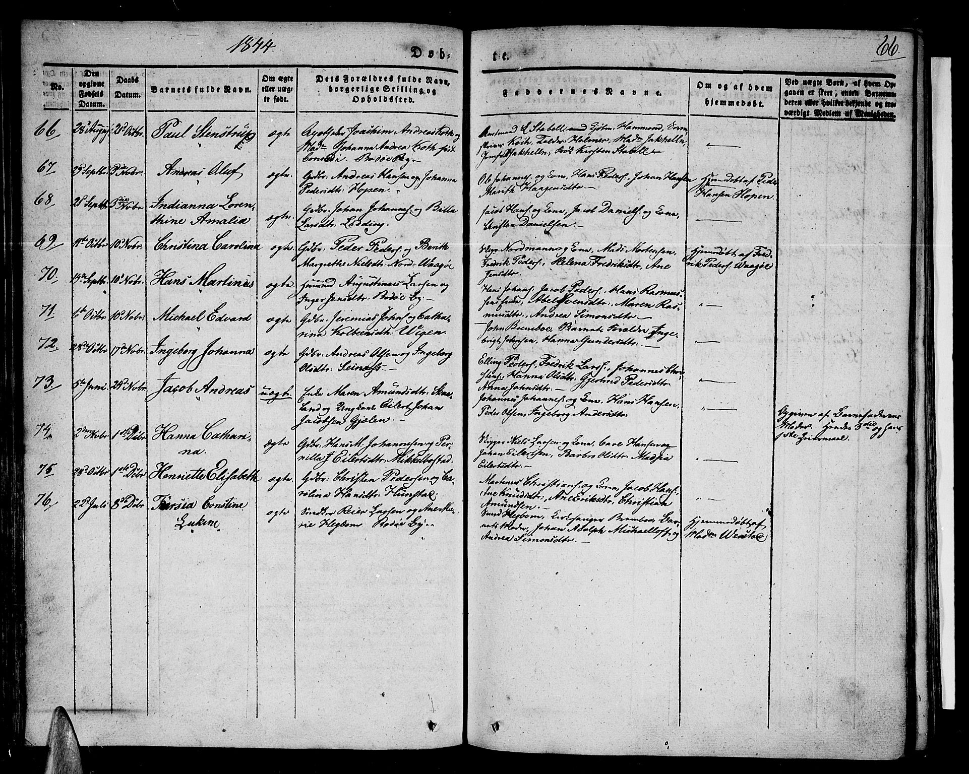 Ministerialprotokoller, klokkerbøker og fødselsregistre - Nordland, AV/SAT-A-1459/801/L0006: Parish register (official) no. 801A06, 1834-1845, p. 66