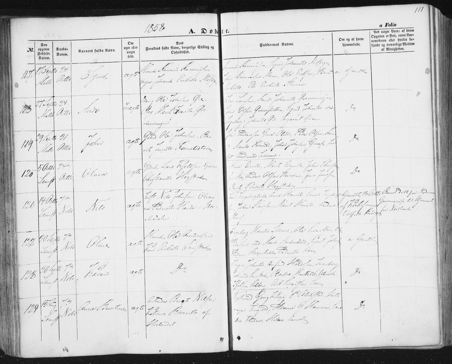 Ministerialprotokoller, klokkerbøker og fødselsregistre - Sør-Trøndelag, AV/SAT-A-1456/691/L1076: Parish register (official) no. 691A08, 1852-1861, p. 111