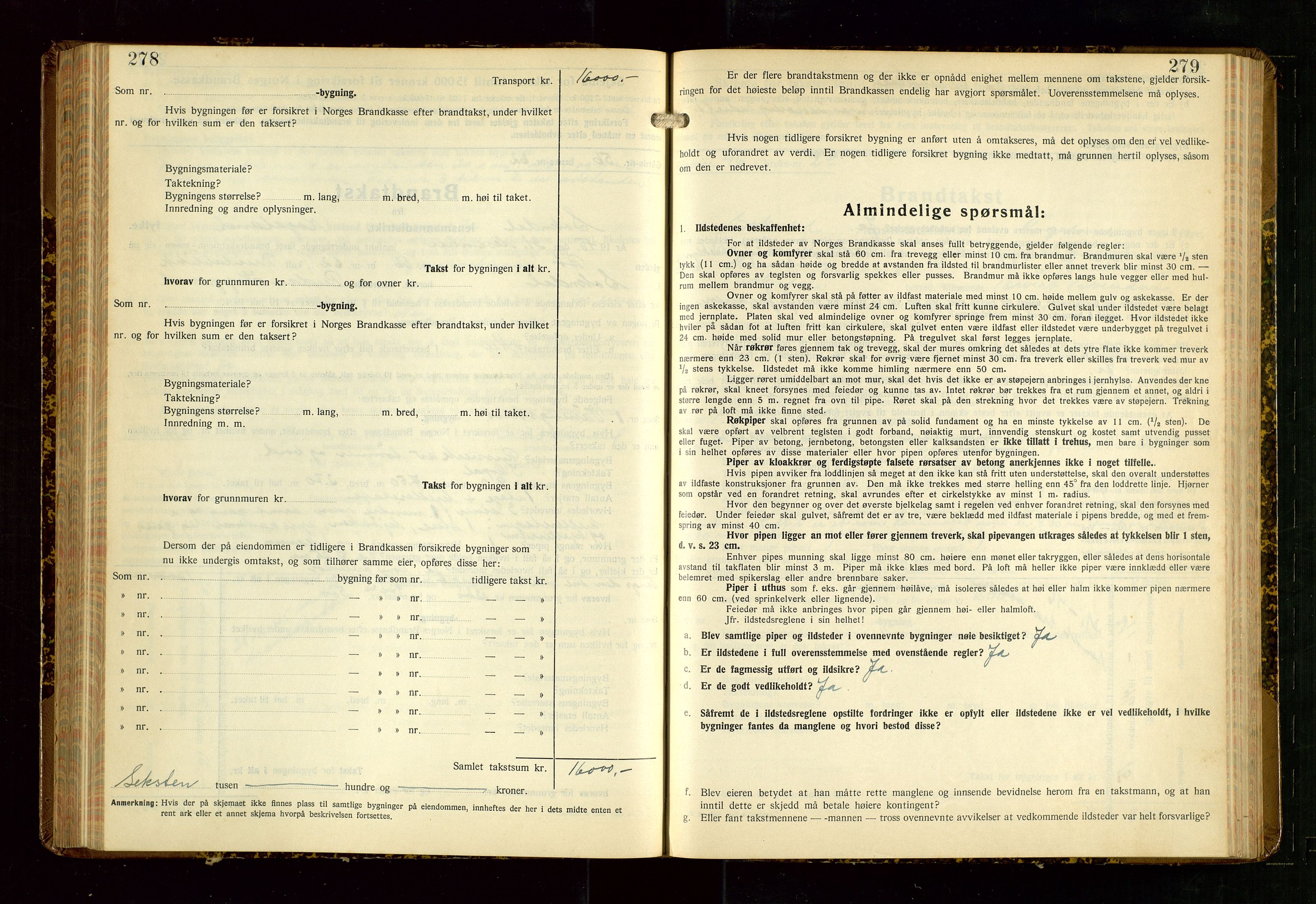 Sokndal lensmannskontor, AV/SAST-A-100417/Gob/L0008: "Brandtakst-Protokoll", 1937-1955, p. 278-279