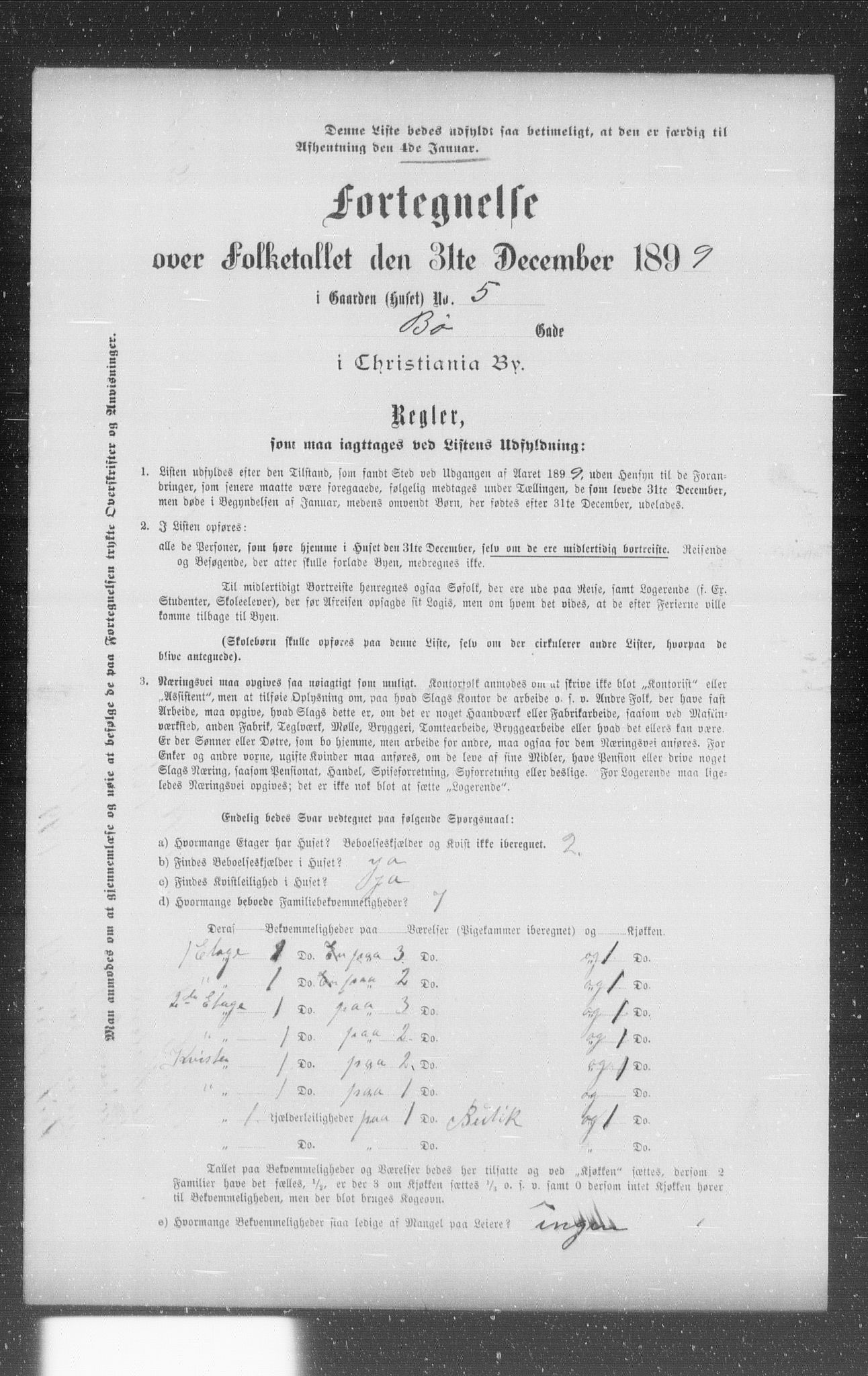 OBA, Municipal Census 1899 for Kristiania, 1899, p. 1492