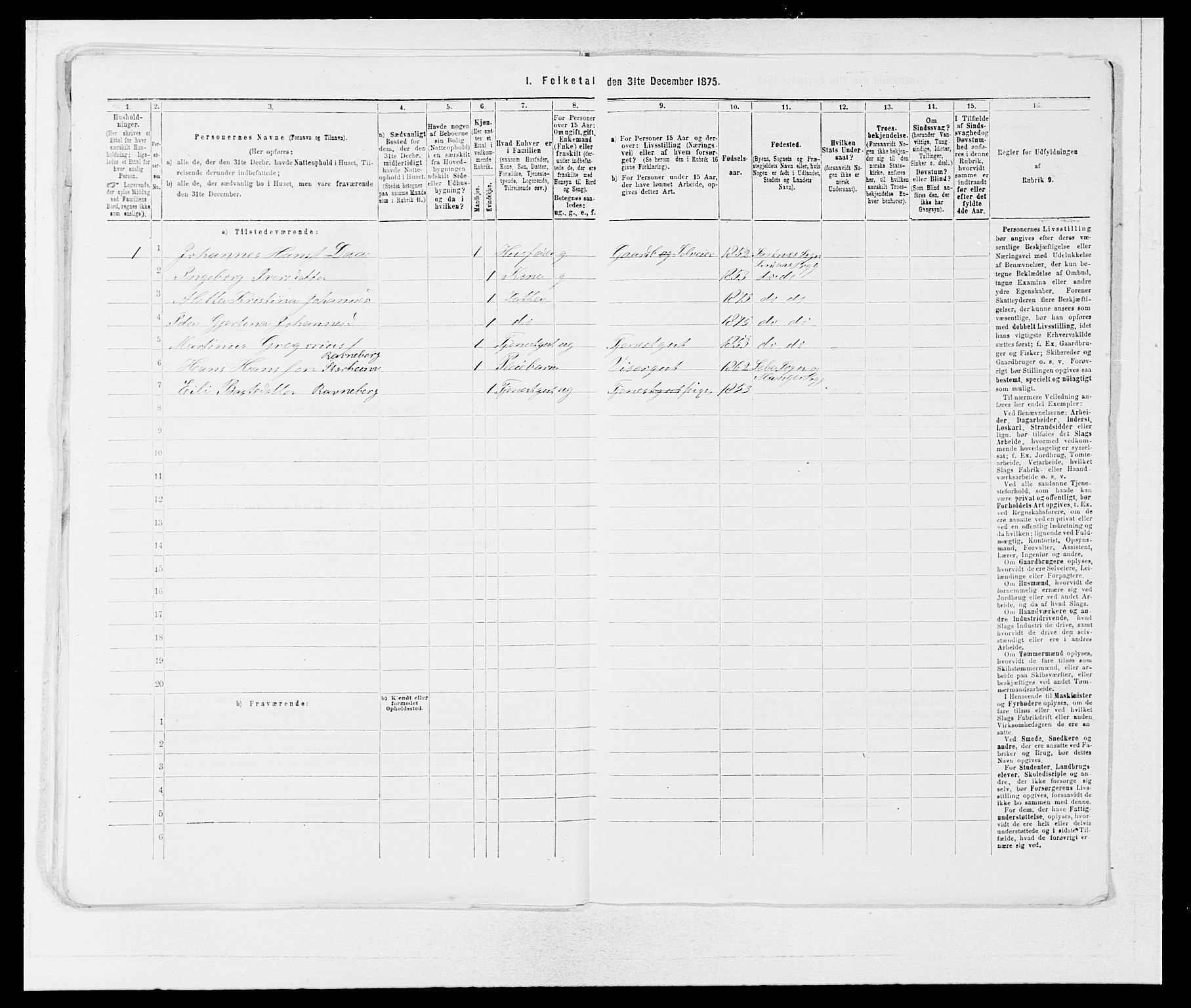 SAB, 1875 census for 1263P Lindås, 1875, p. 536