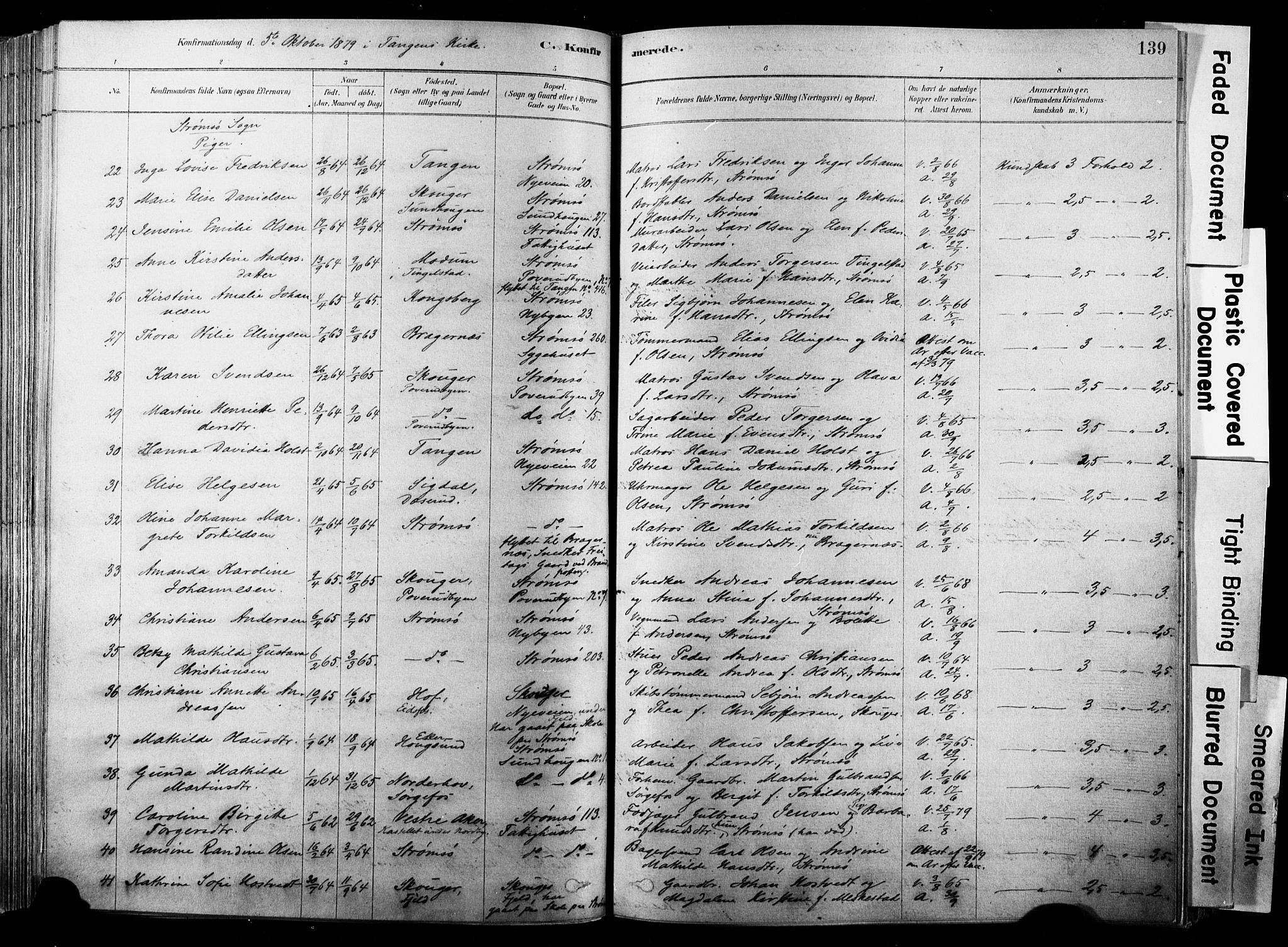 Strømsø kirkebøker, SAKO/A-246/F/Fb/L0006: Parish register (official) no. II 6, 1879-1910, p. 139
