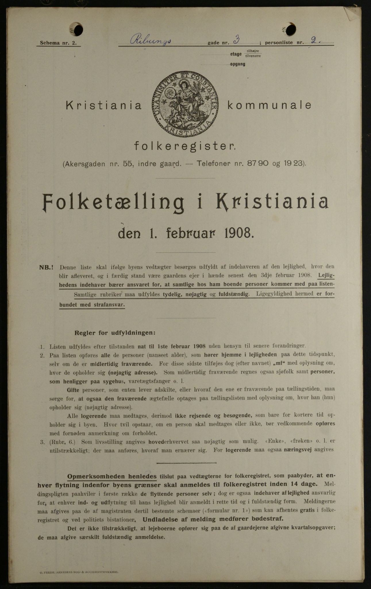 OBA, Municipal Census 1908 for Kristiania, 1908, p. 74546