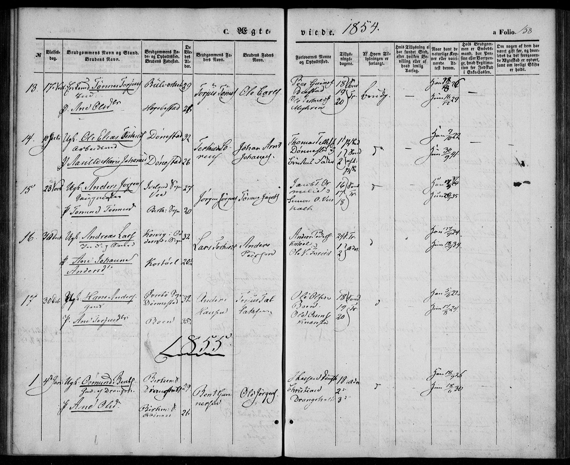 Tveit sokneprestkontor, AV/SAK-1111-0043/F/Fa/L0005: Parish register (official) no. A 5, 1853-1871, p. 158