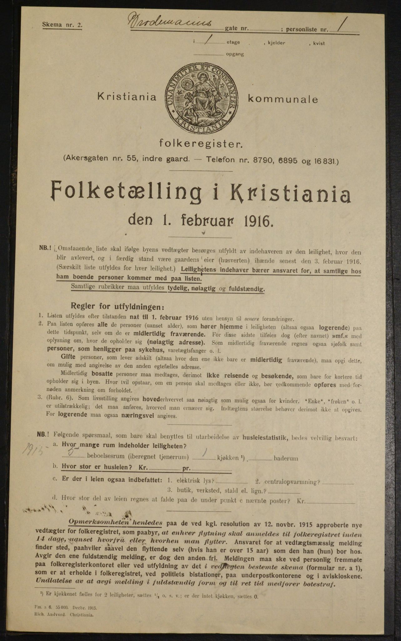 OBA, Municipal Census 1916 for Kristiania, 1916, p. 9815