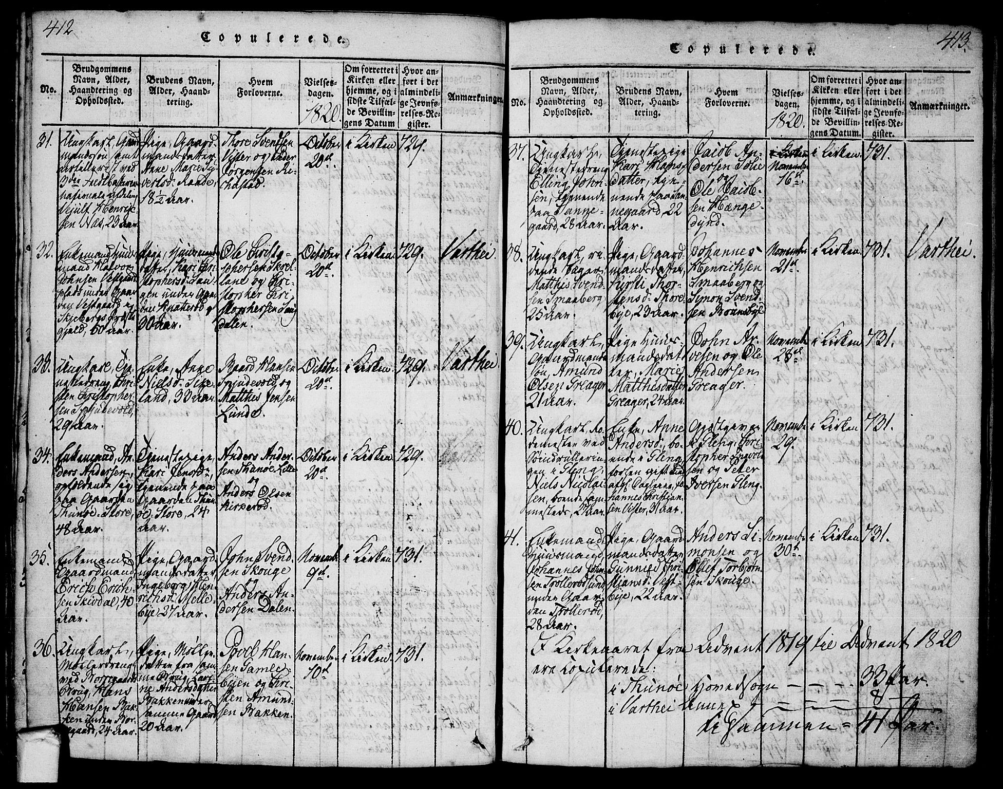 Tune prestekontor Kirkebøker, SAO/A-2007/F/Fa/L0005: Parish register (official) no. 5, 1815-1823, p. 412-413