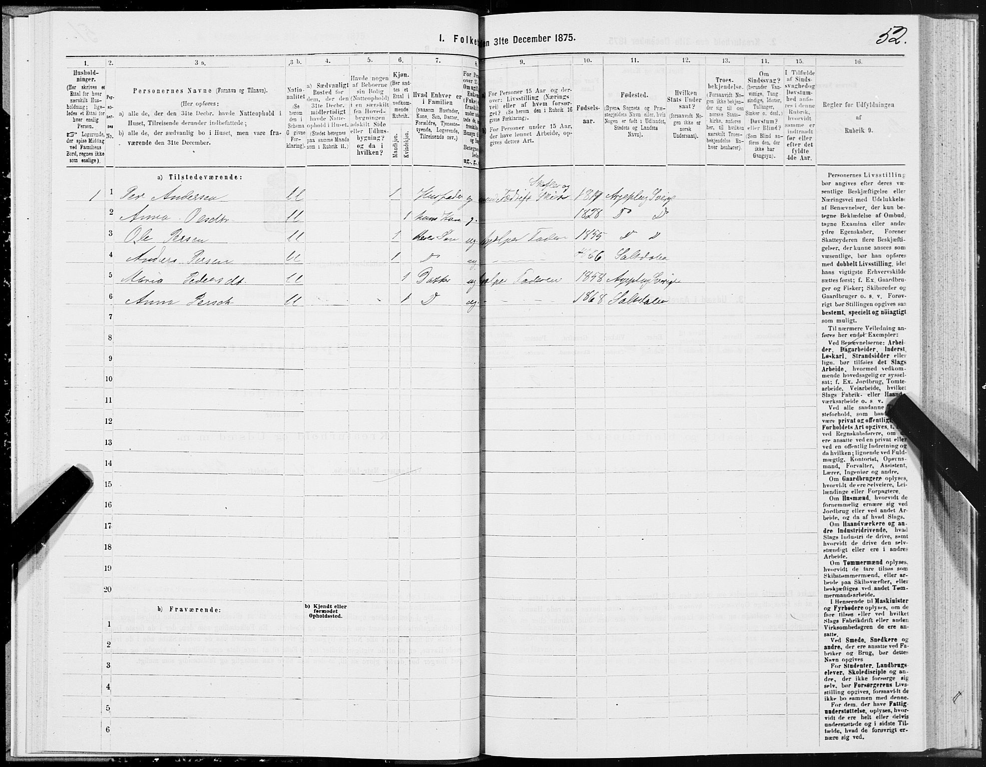 SAT, 1875 census for 1840P Saltdal, 1875, p. 2052