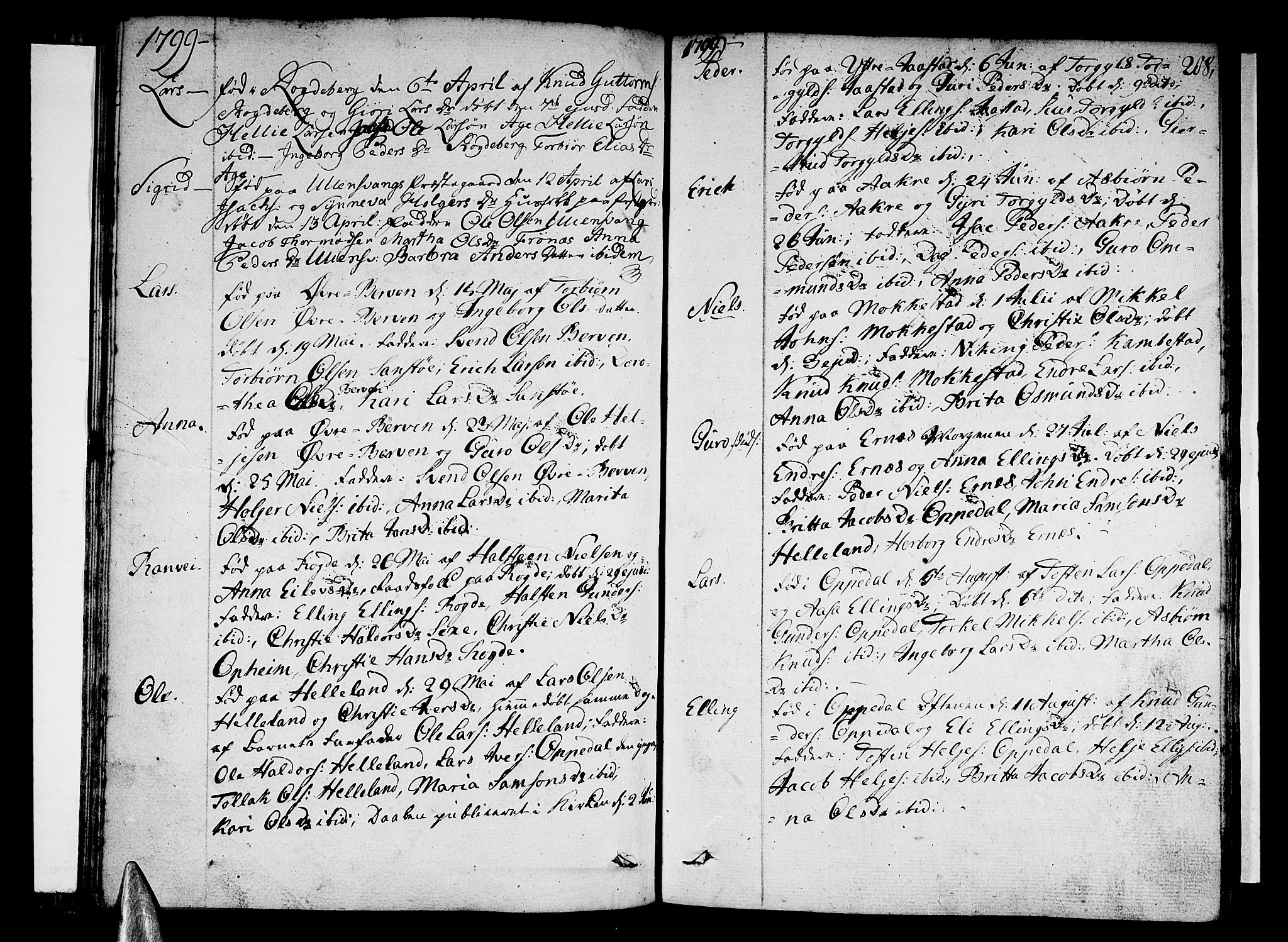 Ullensvang sokneprestembete, AV/SAB-A-78701/H/Haa: Parish register (official) no. A 7 /1, 1788-1804, p. 207-208