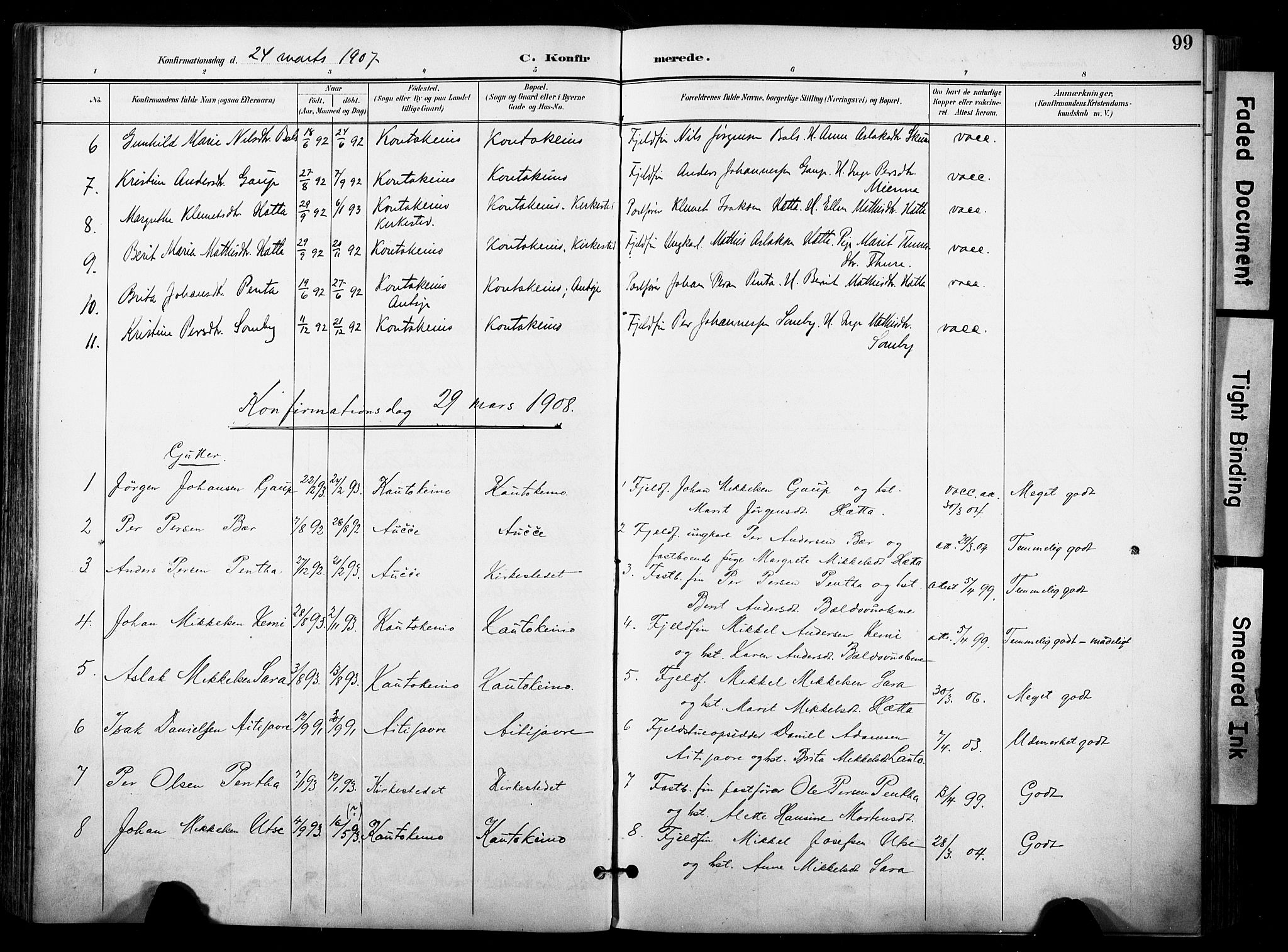 Kautokeino sokneprestembete, SATØ/S-1340/H/Ha/L0005.kirke: Parish register (official) no. 5, 1896-1916, p. 99