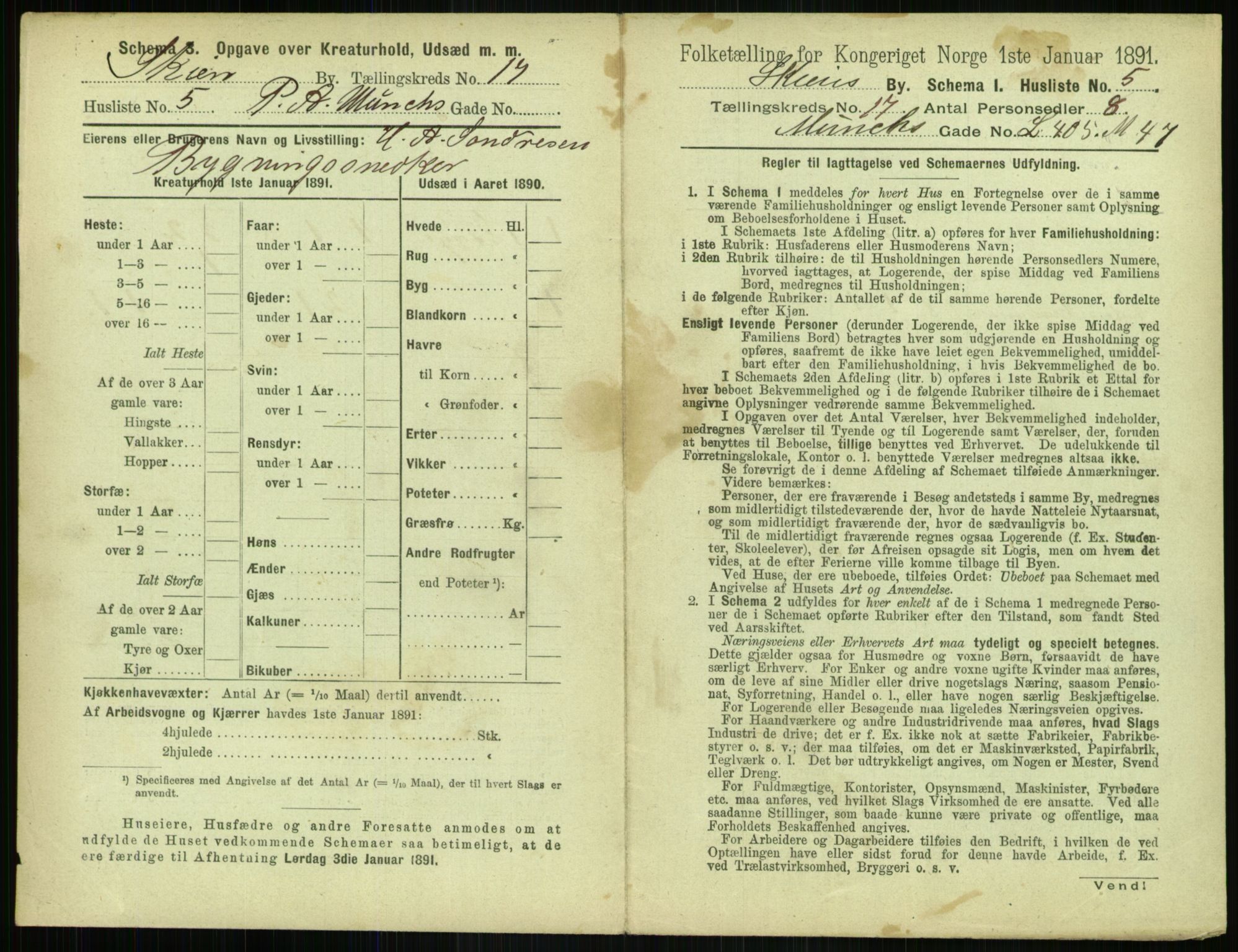 RA, 1891 census for 0806 Skien, 1891, p. 678