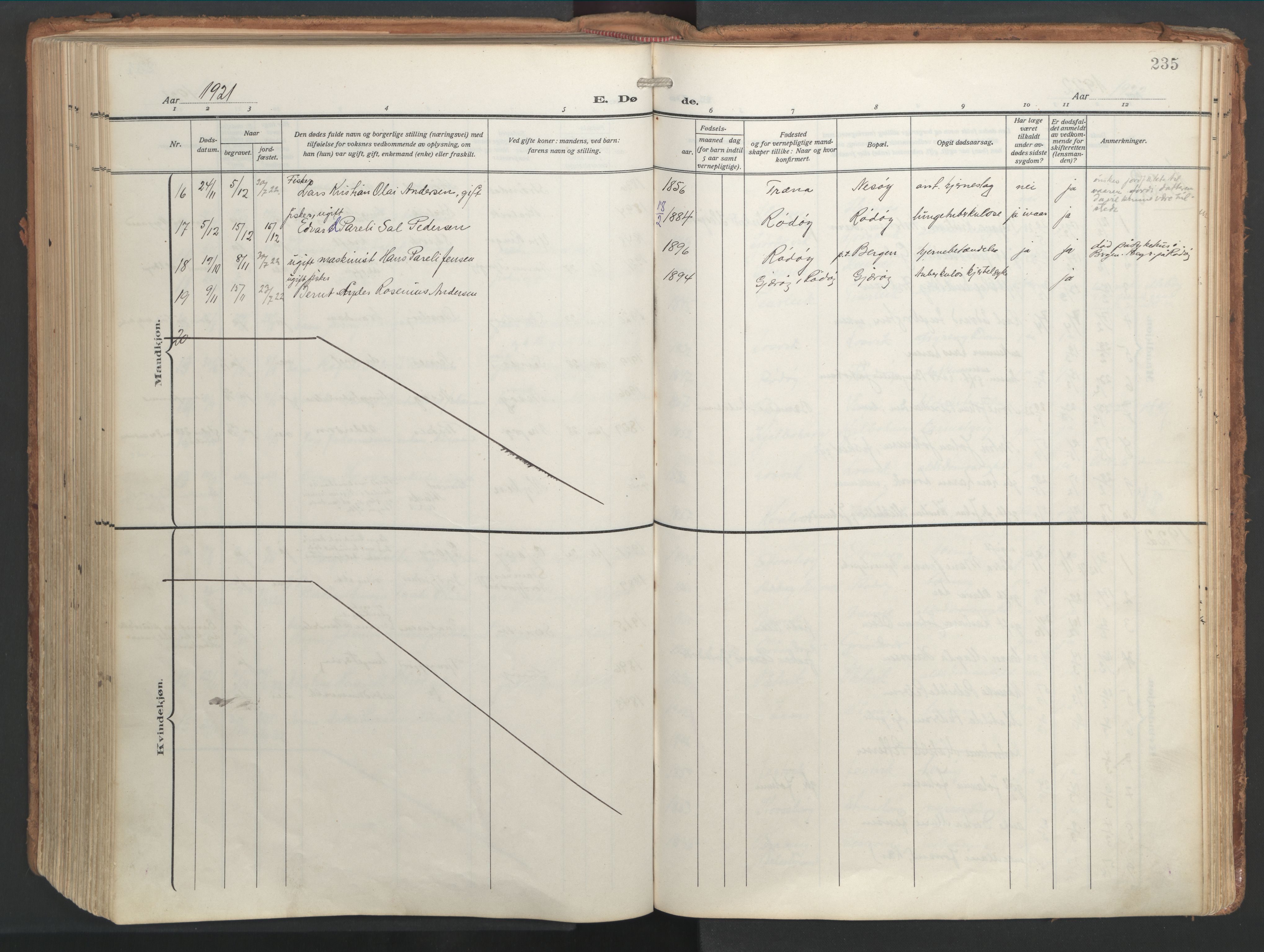 Ministerialprotokoller, klokkerbøker og fødselsregistre - Nordland, AV/SAT-A-1459/841/L0614: Parish register (official) no. 841A17, 1911-1925, p. 235