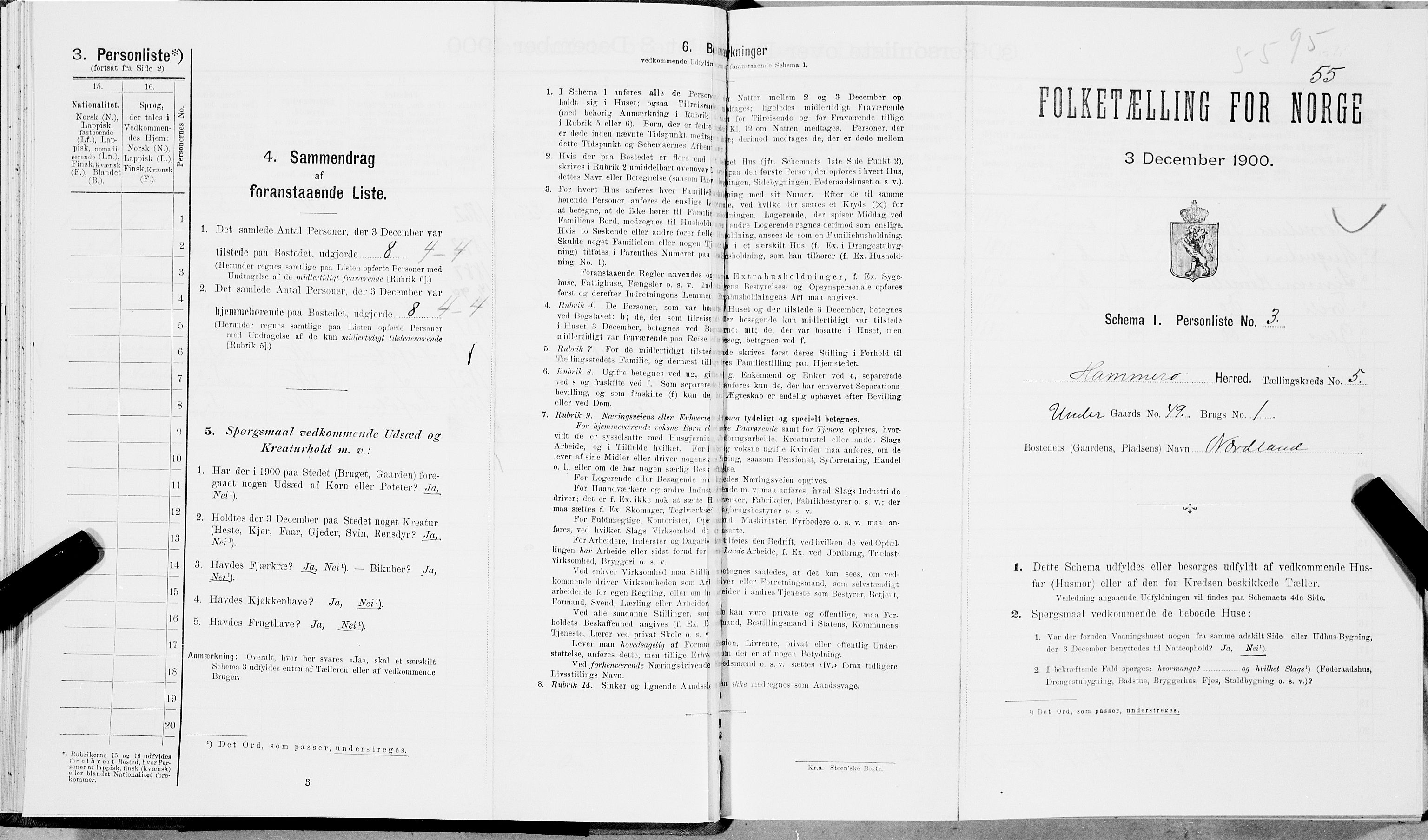 SAT, 1900 census for Hamarøy, 1900, p. 544