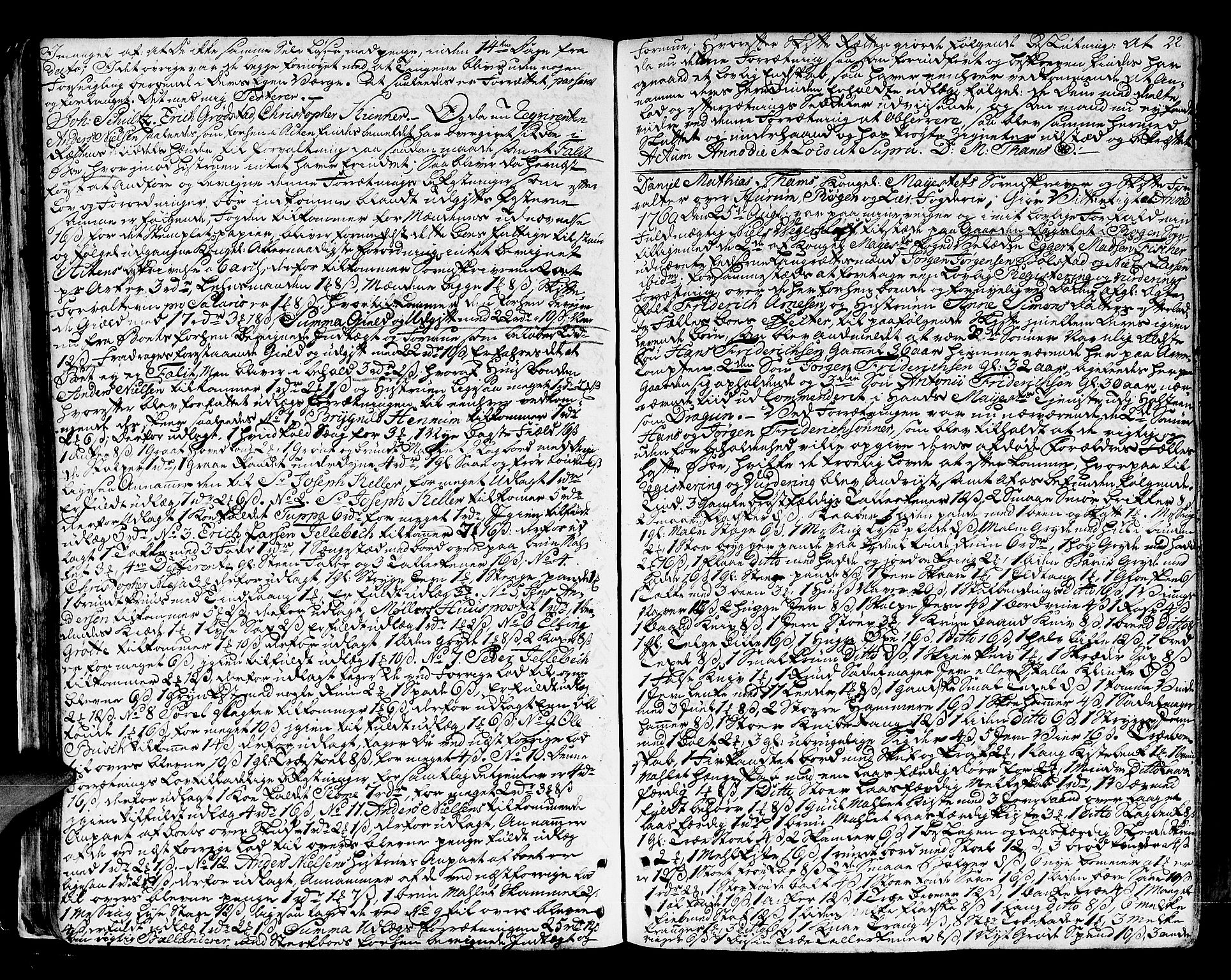 Lier, Røyken og Hurum sorenskriveri, SAKO/A-89/H/Hc/L0005: Skifteprotokoll, 1760-1774, p. 21b-22a