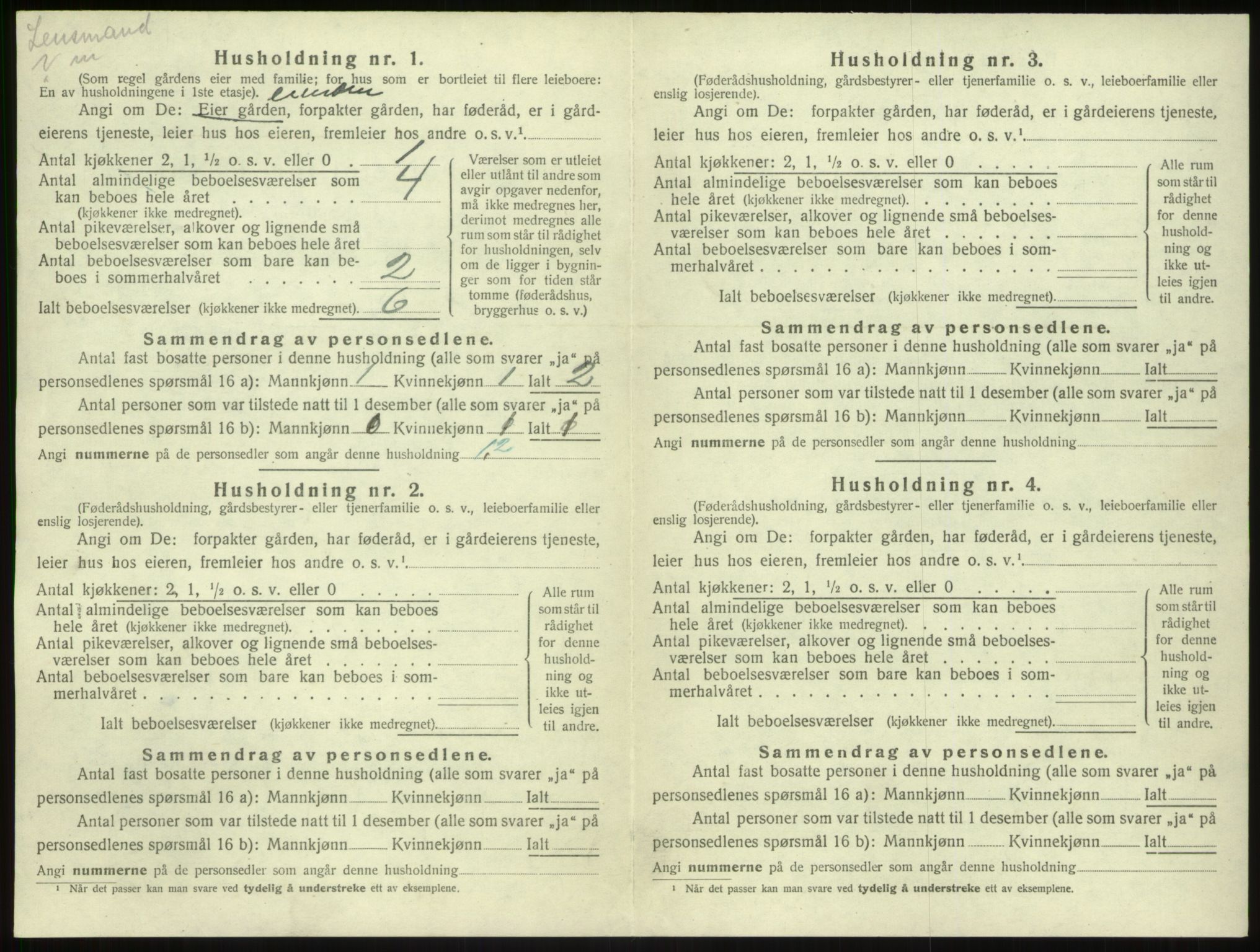 SAB, 1920 census for Lavik, 1920, p. 186