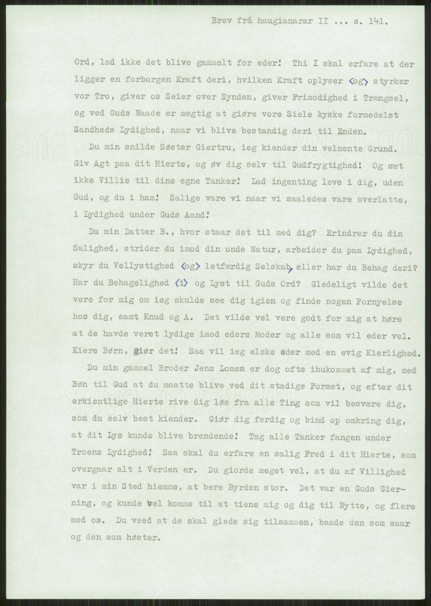 Samlinger til kildeutgivelse, Haugianerbrev, AV/RA-EA-6834/F/L0002: Haugianerbrev II: 1805-1821, 1805-1821, p. 141