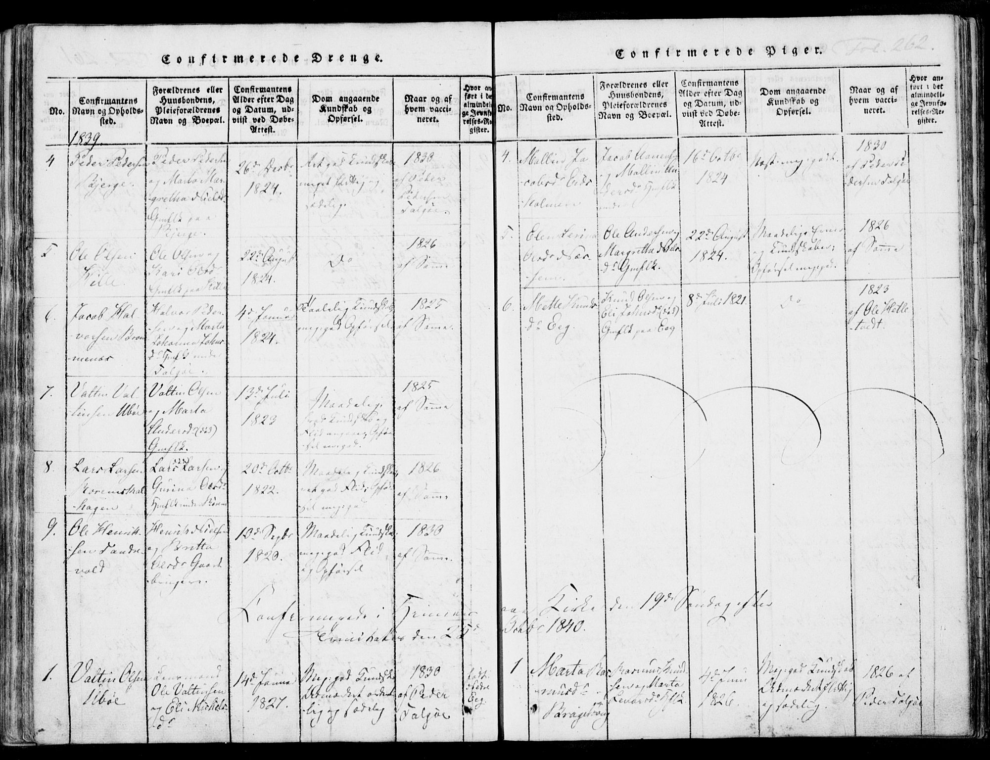 Nedstrand sokneprestkontor, AV/SAST-A-101841/01/IV: Parish register (official) no. A 7, 1816-1870, p. 262