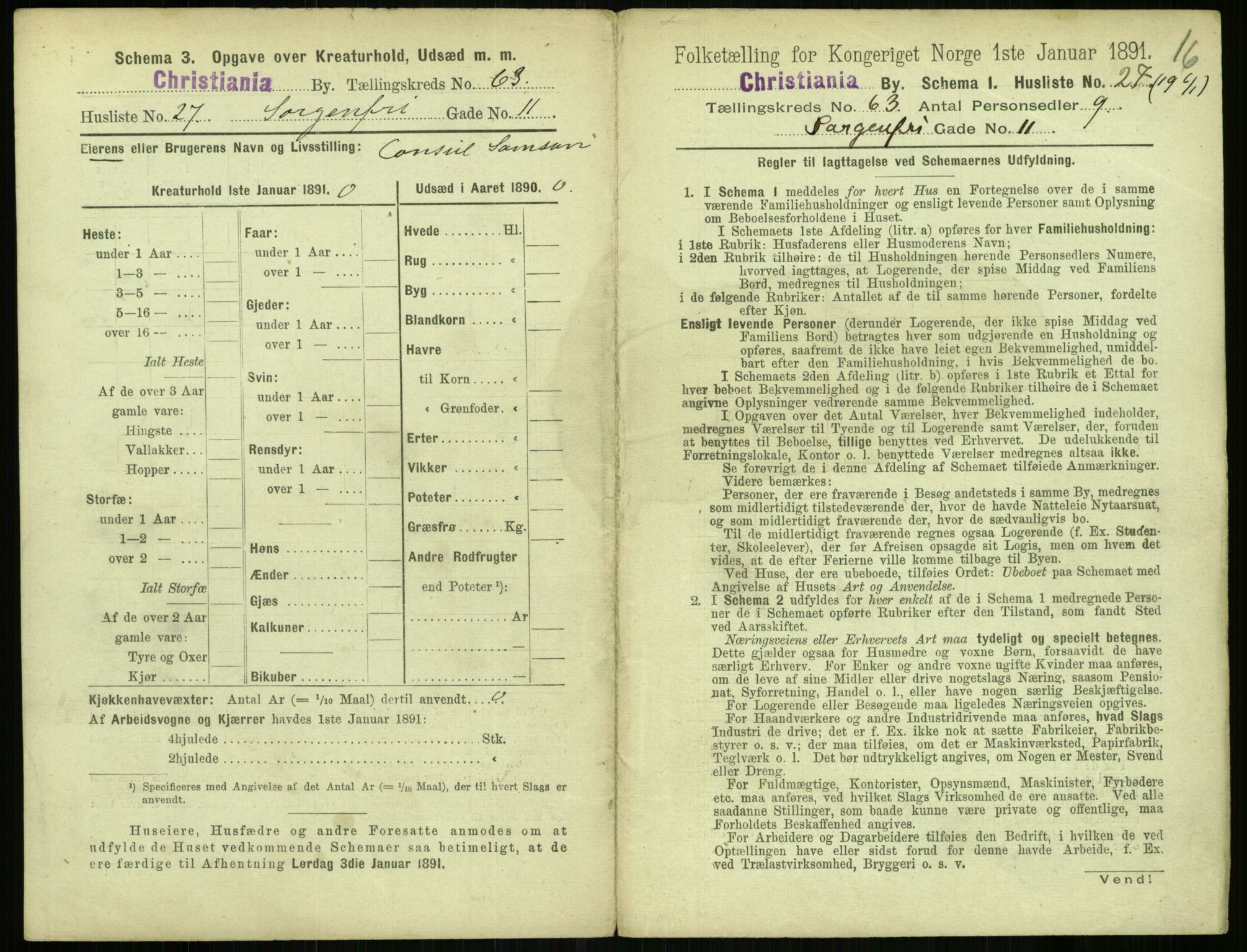 RA, 1891 census for 0301 Kristiania, 1891, p. 33831