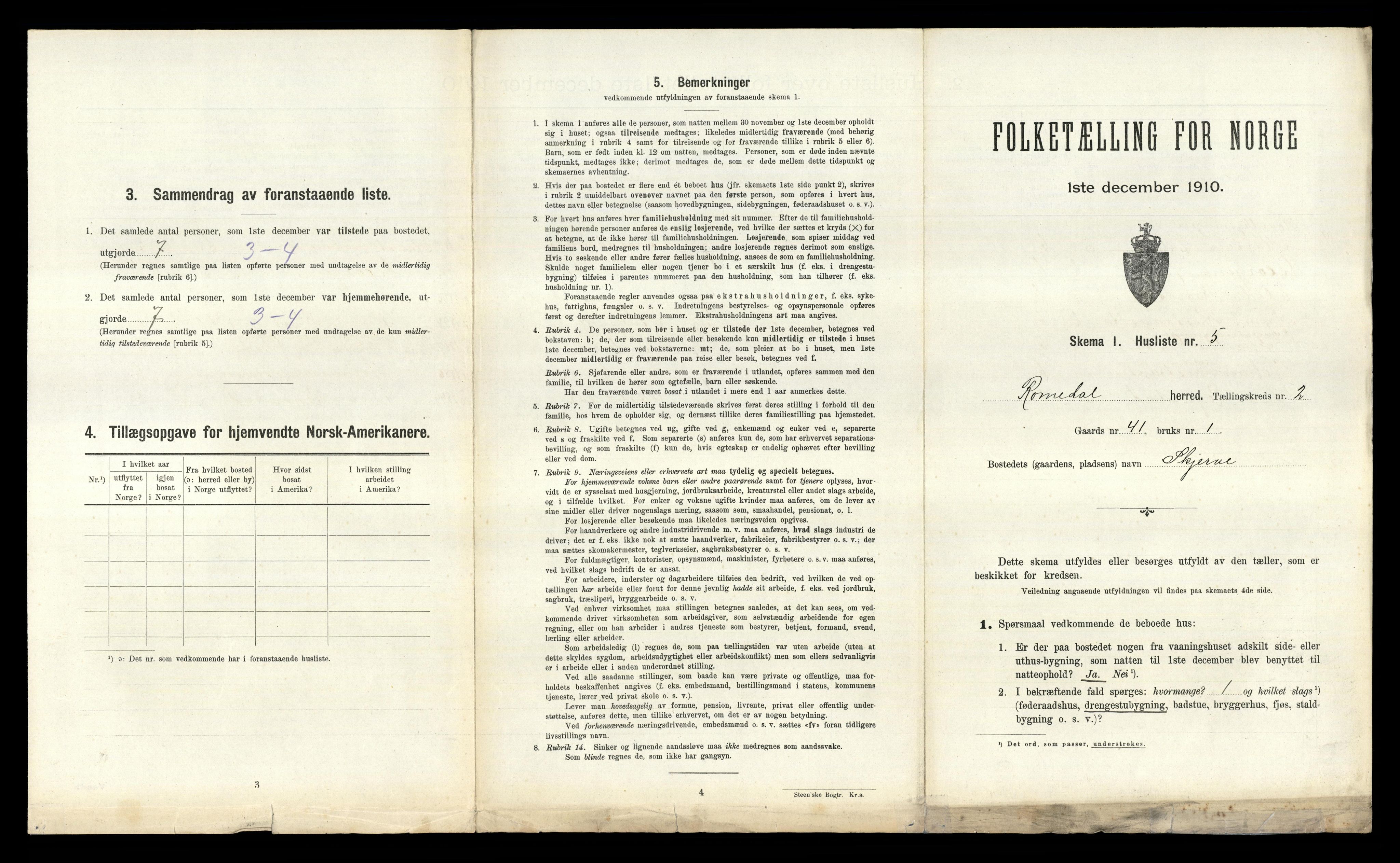 RA, 1910 census for Romedal, 1910, p. 339