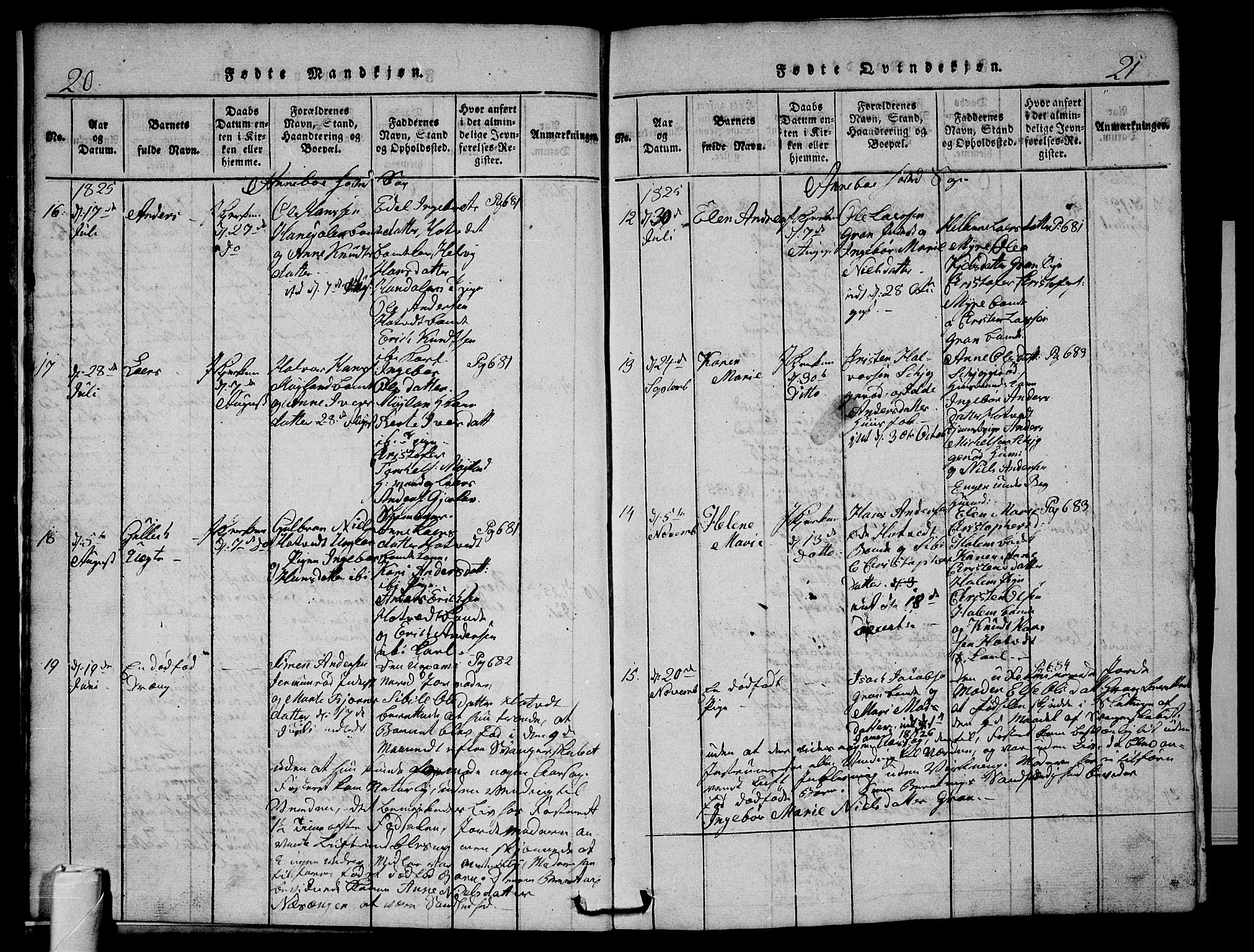 Andebu kirkebøker, AV/SAKO-A-336/G/Ga/L0002: Parish register (copy) no. I 2 /1, 1823-1832, p. 20-21