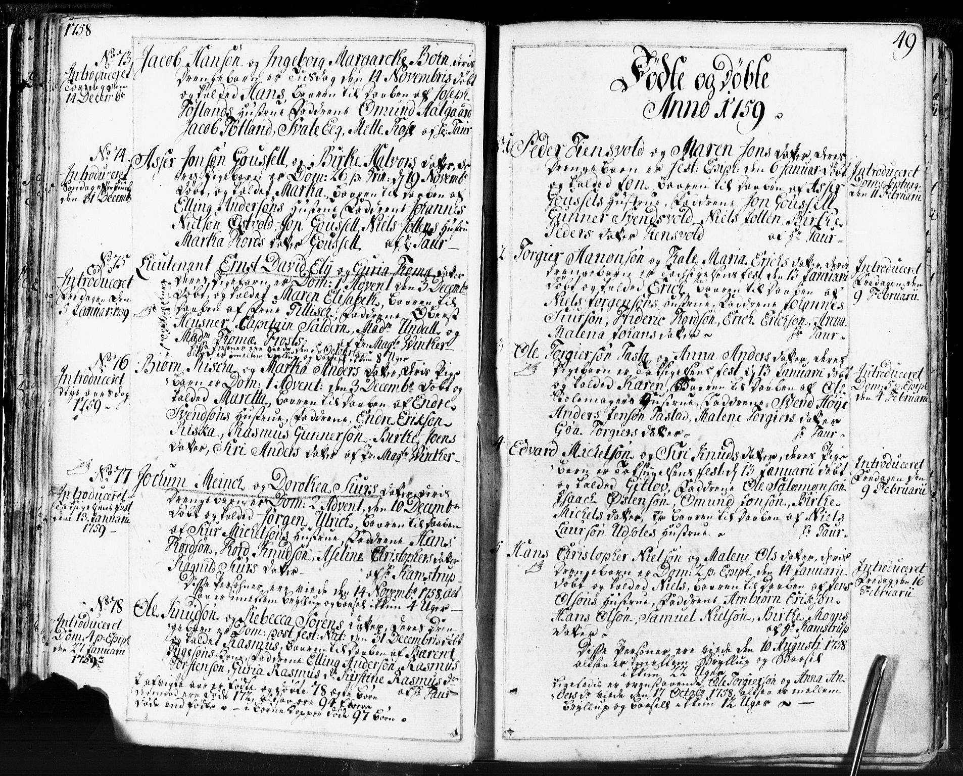 Domkirken sokneprestkontor, SAST/A-101812/001/30/30BB/L0004: Parish register (copy) no. B 4, 1752-1790, p. 49