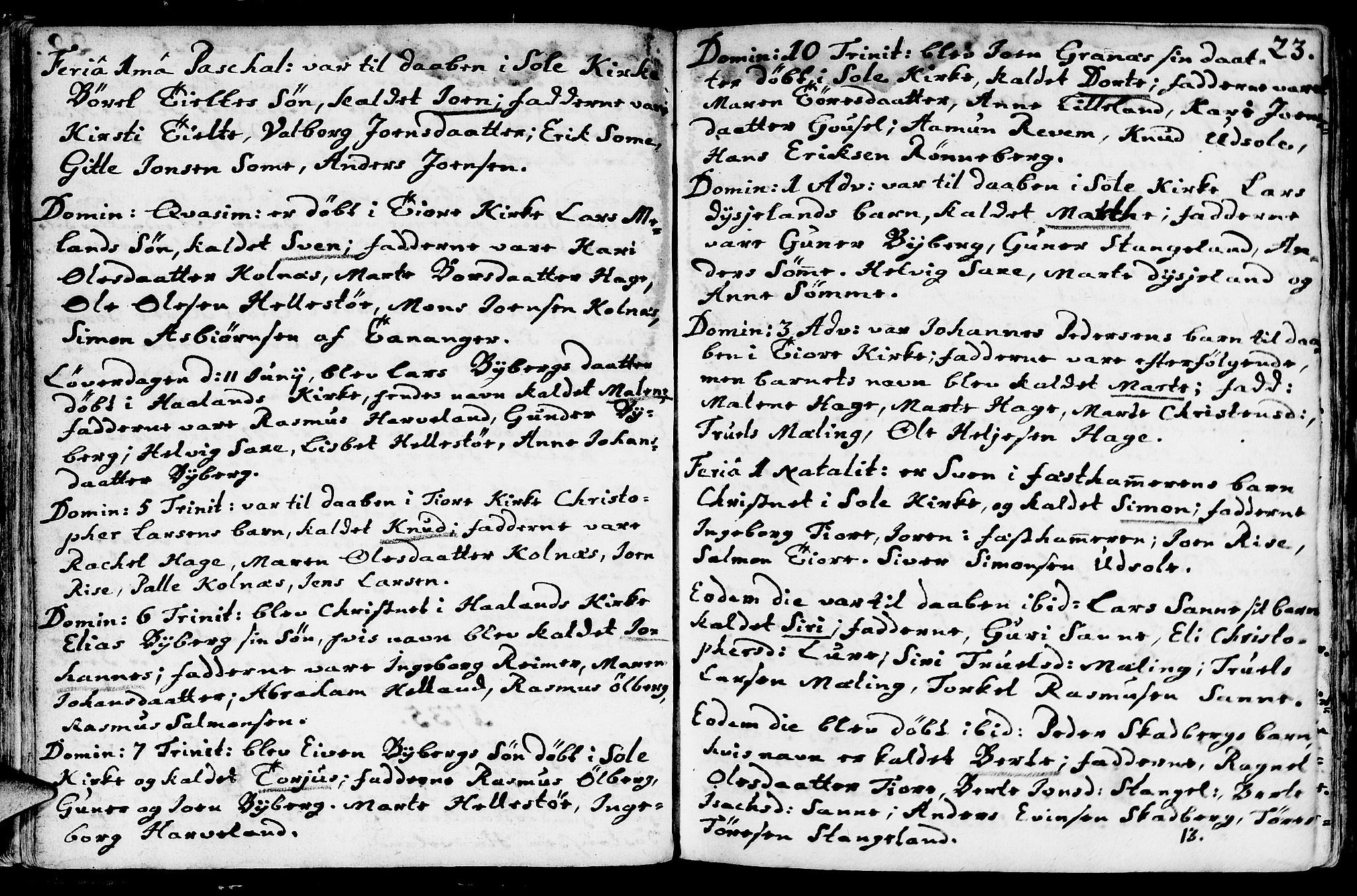 Håland sokneprestkontor, SAST/A-101802/001/30BA/L0002: Parish register (official) no. A 2, 1722-1794, p. 23