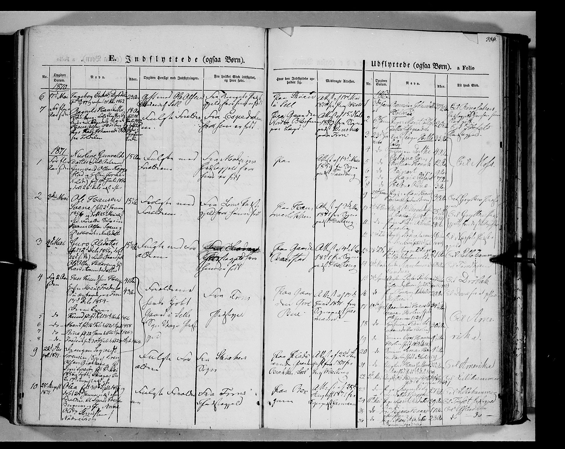 Vågå prestekontor, SAH/PREST-076/H/Ha/Haa/L0006: Parish register (official) no. 6 /1, 1856-1872, p. 386