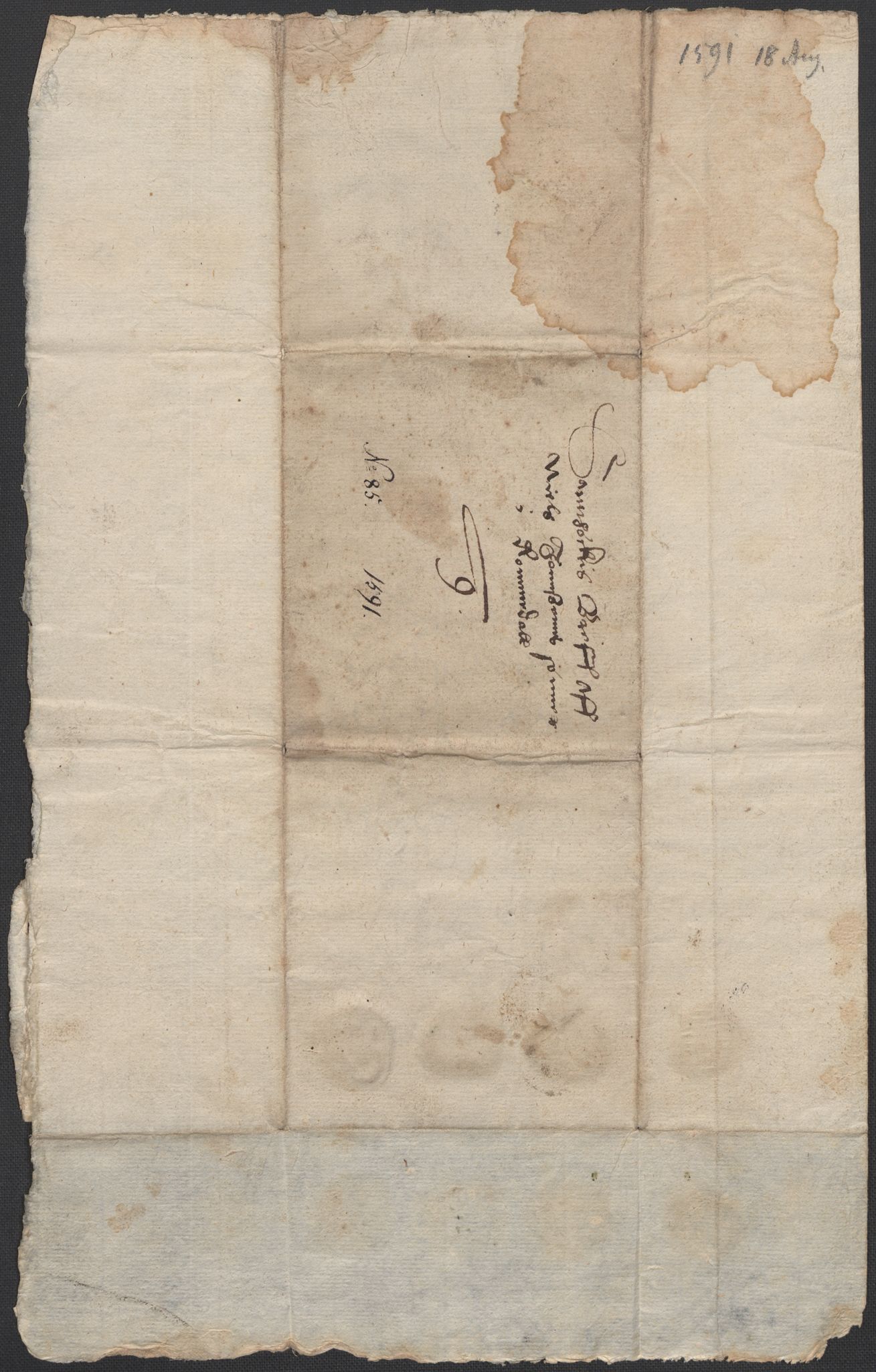 Riksarkivets diplomsamling, AV/RA-EA-5965/F02/L0094: Dokumenter, 1591, p. 19