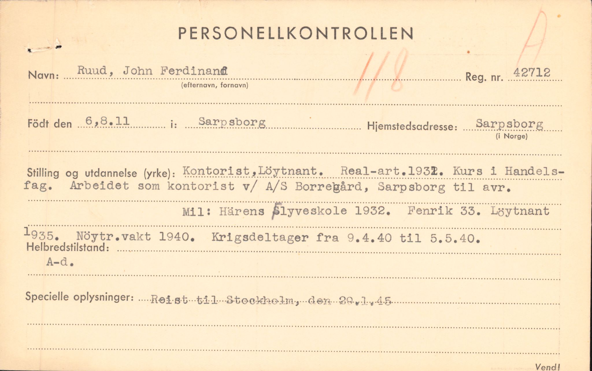 Forsvaret, Forsvarets overkommando/Luftforsvarsstaben, AV/RA-RAFA-4079/P/Pa/L0028: Personellpapirer, 1911, p. 54