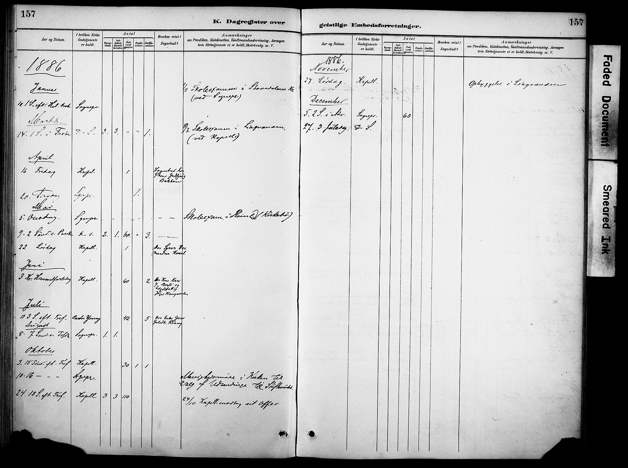 Sør-Aurdal prestekontor, SAH/PREST-128/H/Ha/Haa/L0010: Parish register (official) no. 10, 1886-1906, p. 157