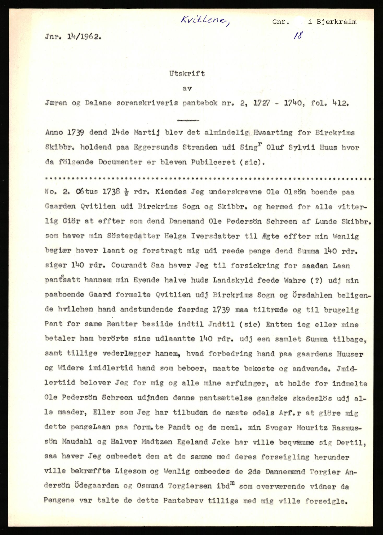 Statsarkivet i Stavanger, SAST/A-101971/03/Y/Yj/L0050: Avskrifter sortert etter gårdsnavn: Kvammen - Kvæstad, 1750-1930, p. 458