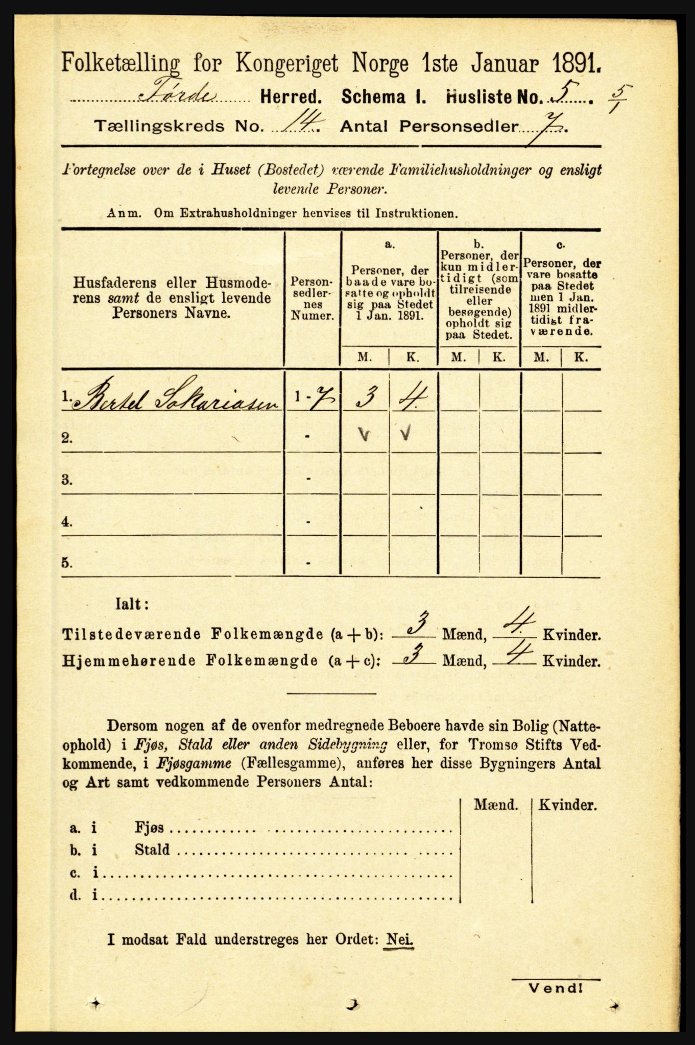 RA, 1891 census for 1432 Førde, 1891, p. 5064