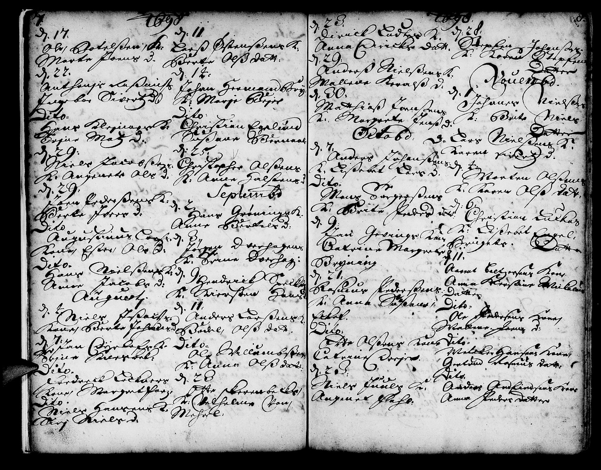 Korskirken sokneprestembete, AV/SAB-A-76101/H/Haa/L0008: Parish register (official) no. A 8, 1698-1747, p. 7-8