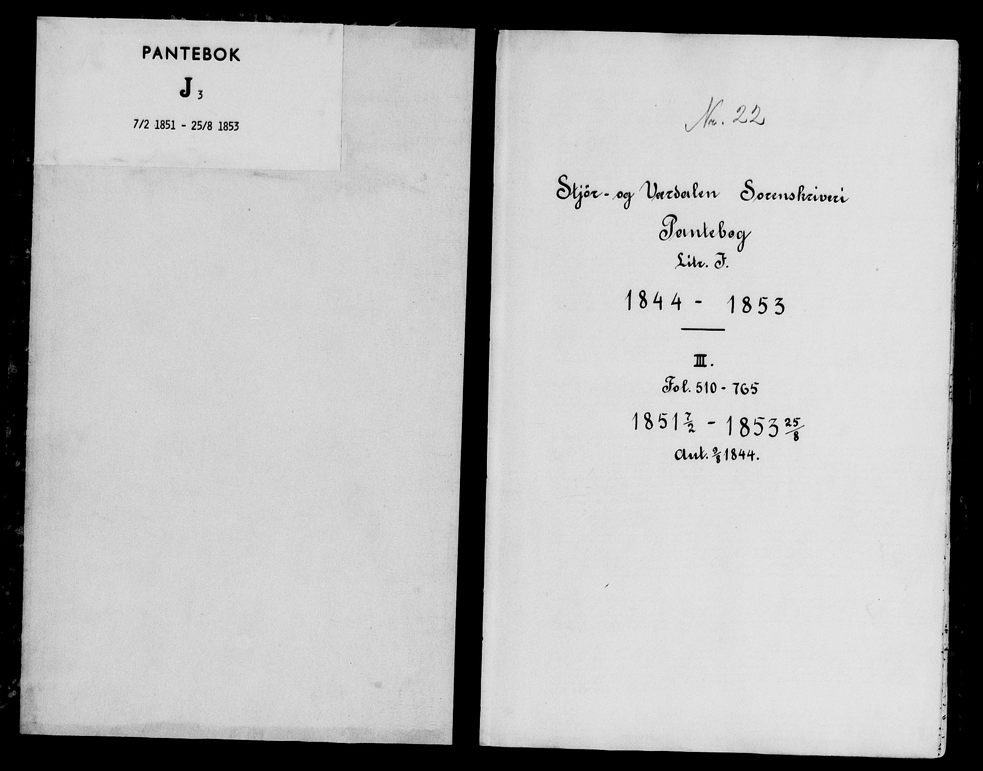 Stjør- og Verdal sorenskriveri, AV/SAT-A-4167/1/2/2C/L0022: Mortgage book no. J-3, 1851-1853
