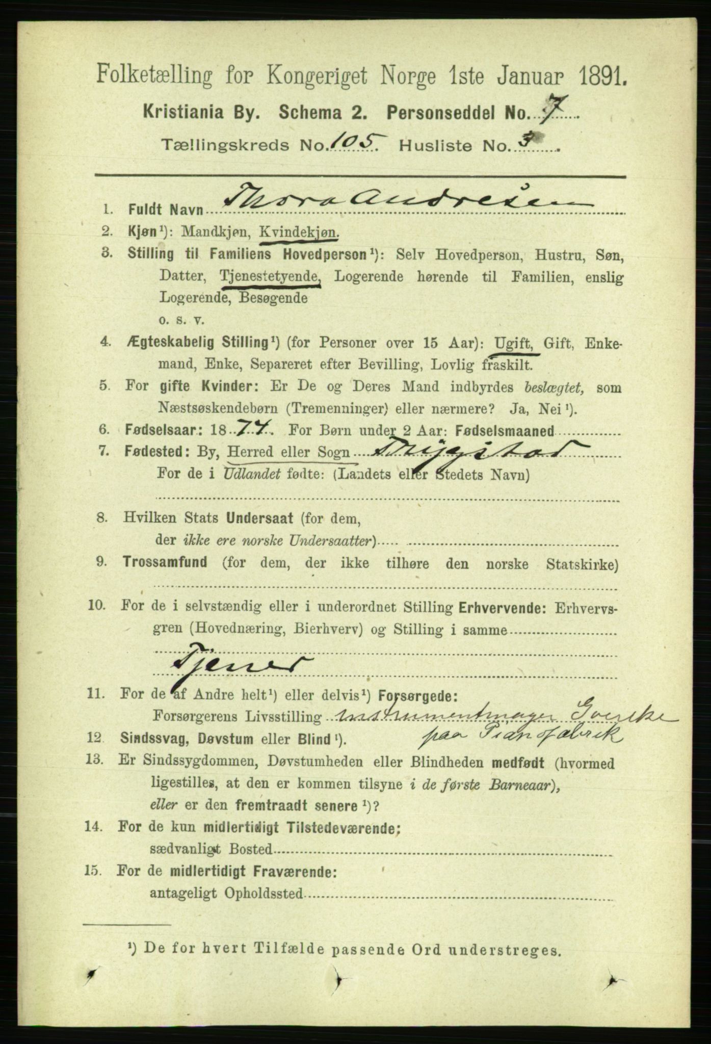 RA, 1891 census for 0301 Kristiania, 1891, p. 53019