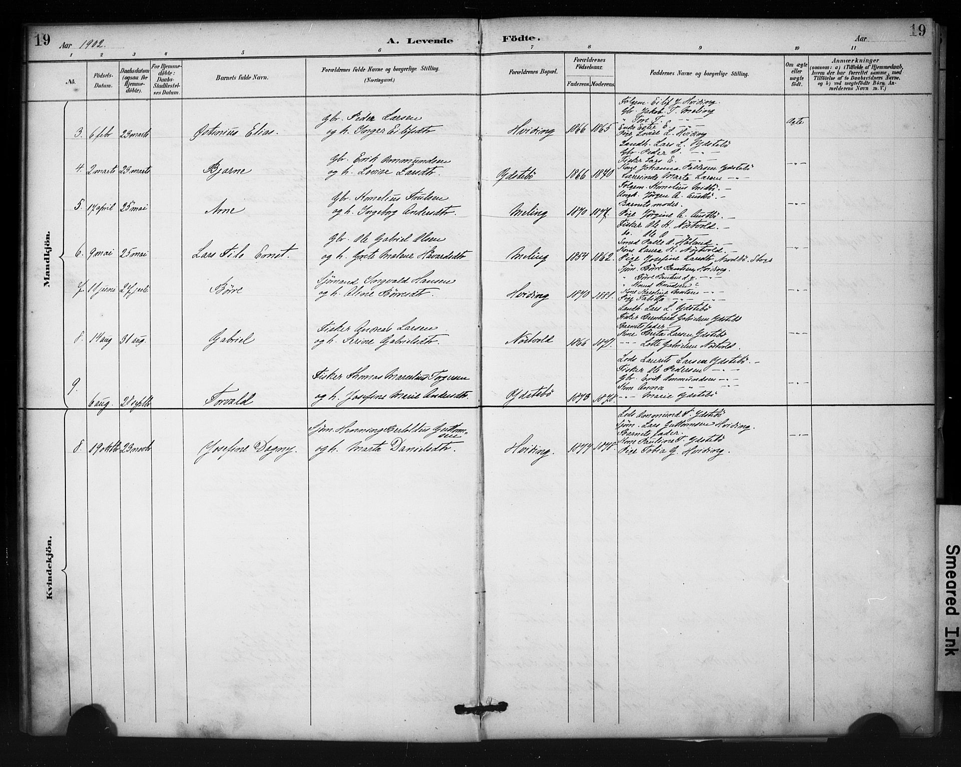 Rennesøy sokneprestkontor, AV/SAST-A -101827/H/Ha/Haa/L0013: Parish register (official) no. A 12, 1888-1916, p. 19
