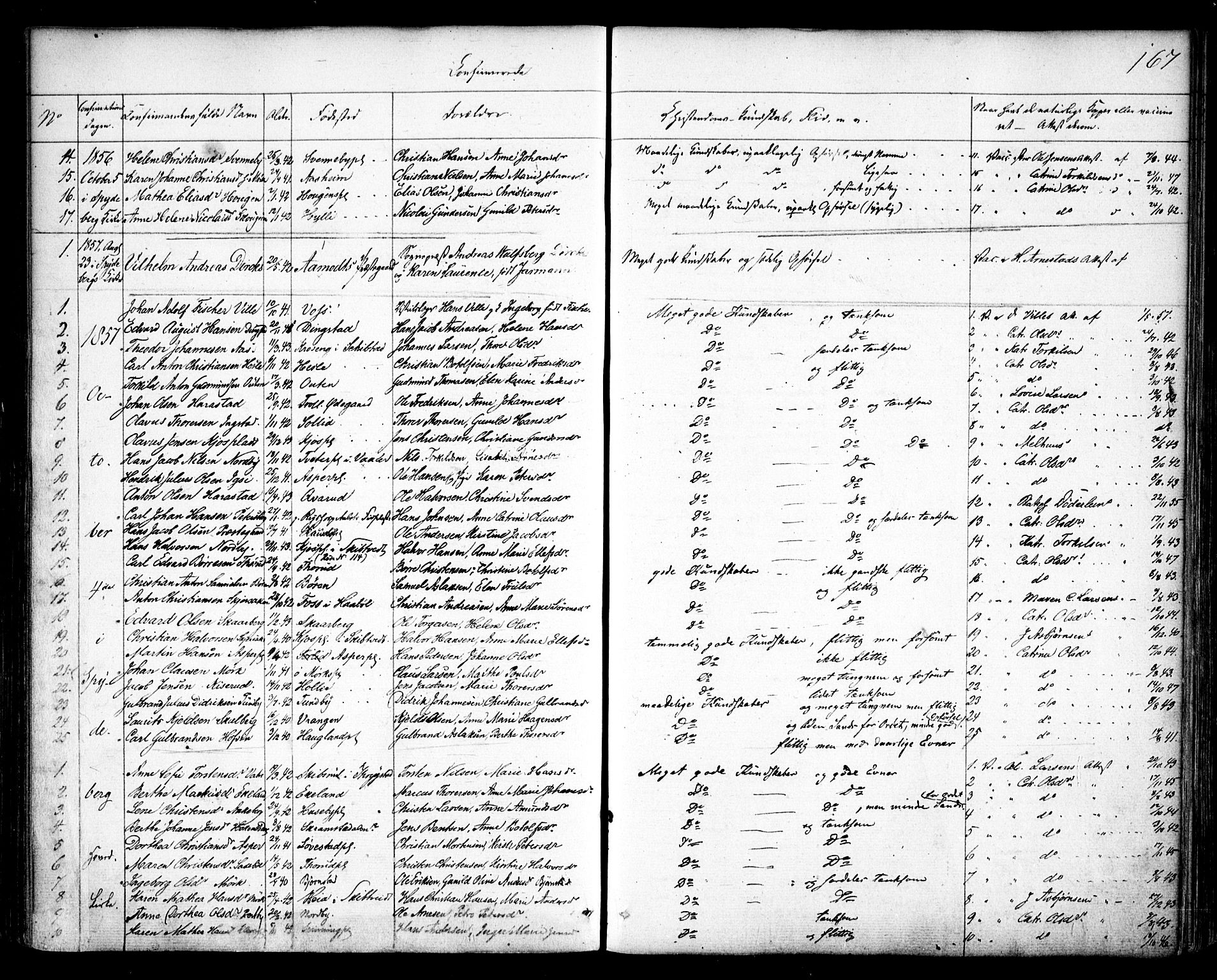 Spydeberg prestekontor Kirkebøker, SAO/A-10924/F/Fa/L0005: Parish register (official) no. I 5, 1842-1862, p. 167