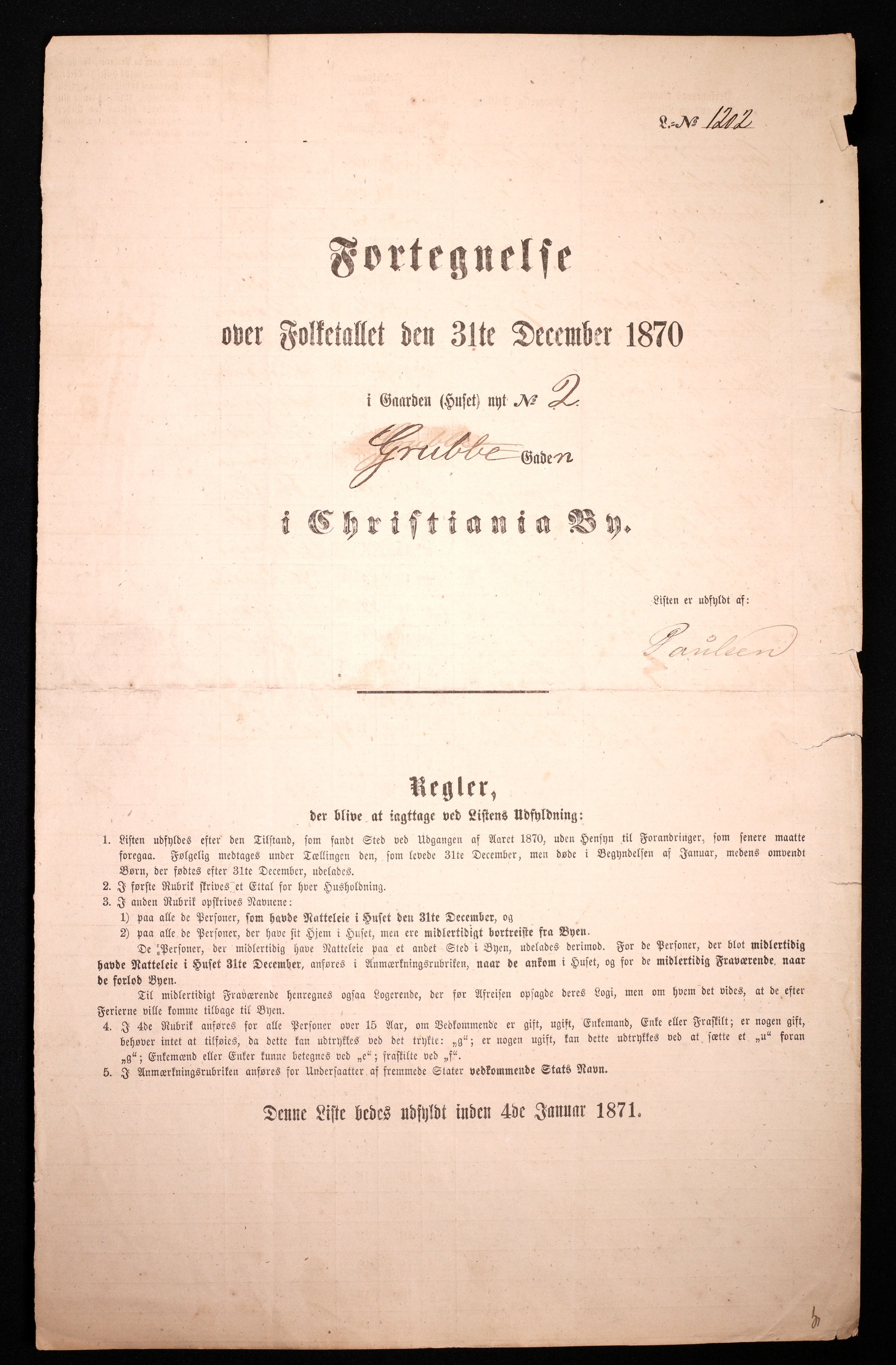 RA, 1870 census for 0301 Kristiania, 1870, p. 1117